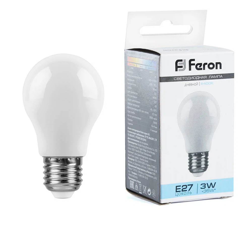 Изображение товара Лампа светодиодная Feron LB-375 E27 3W 6400K матовая Изображение товара Лампа светодиодная Feron LB-375 E27 3W 6400K матовая