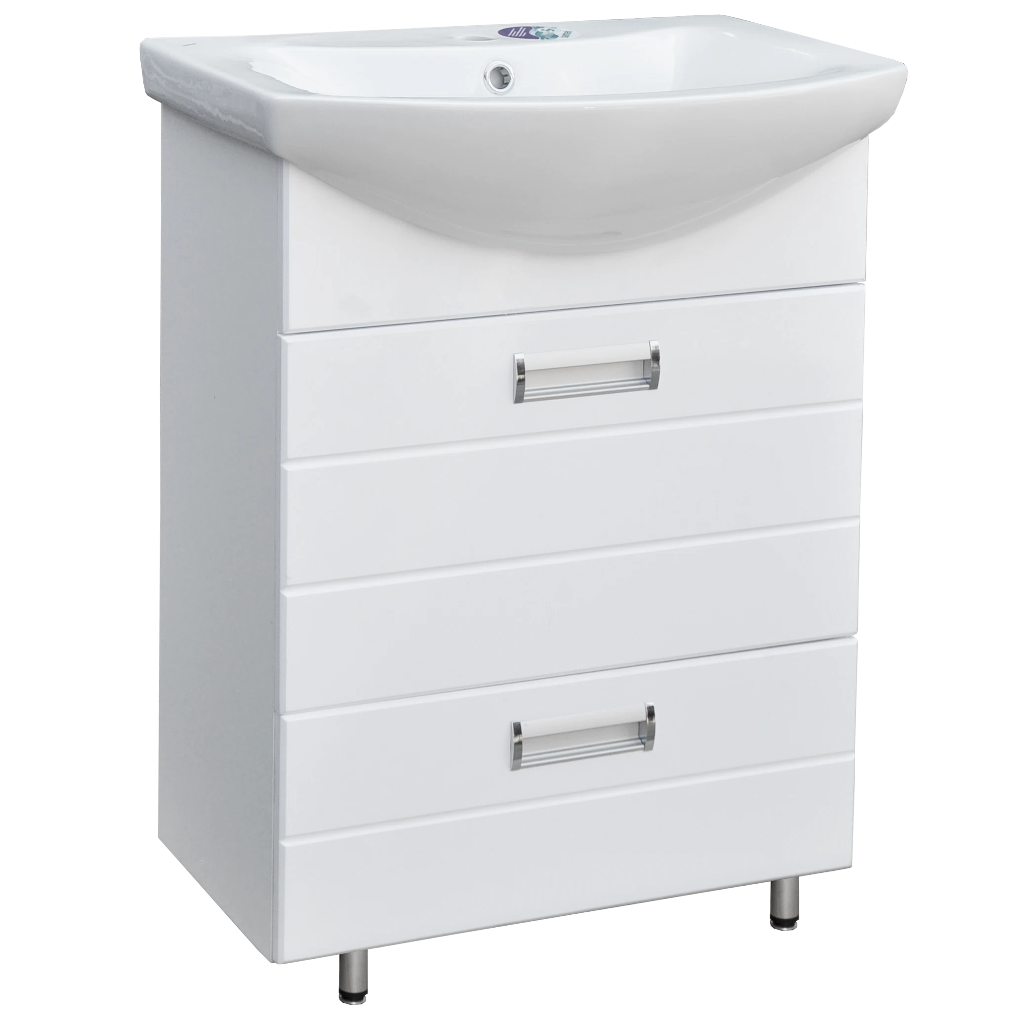 Изображение товара Тумба под раковину Вега 60 DORATIZ, белая, напольная с ящиками для ванной
