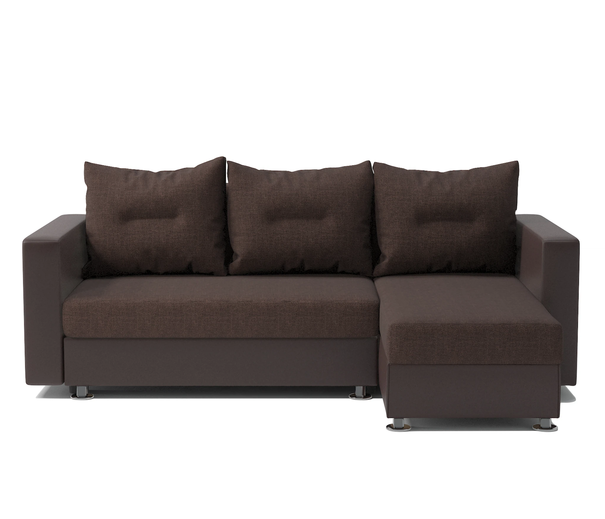 Изображение товара Угловой диван Ария правый рогожка и экокожа шоколад