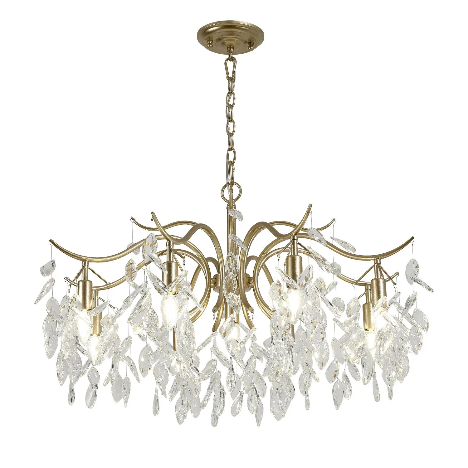 Изображение товара Подвесная люстра FAVOURITE 9 ламп с кристаллами и матовым золотом