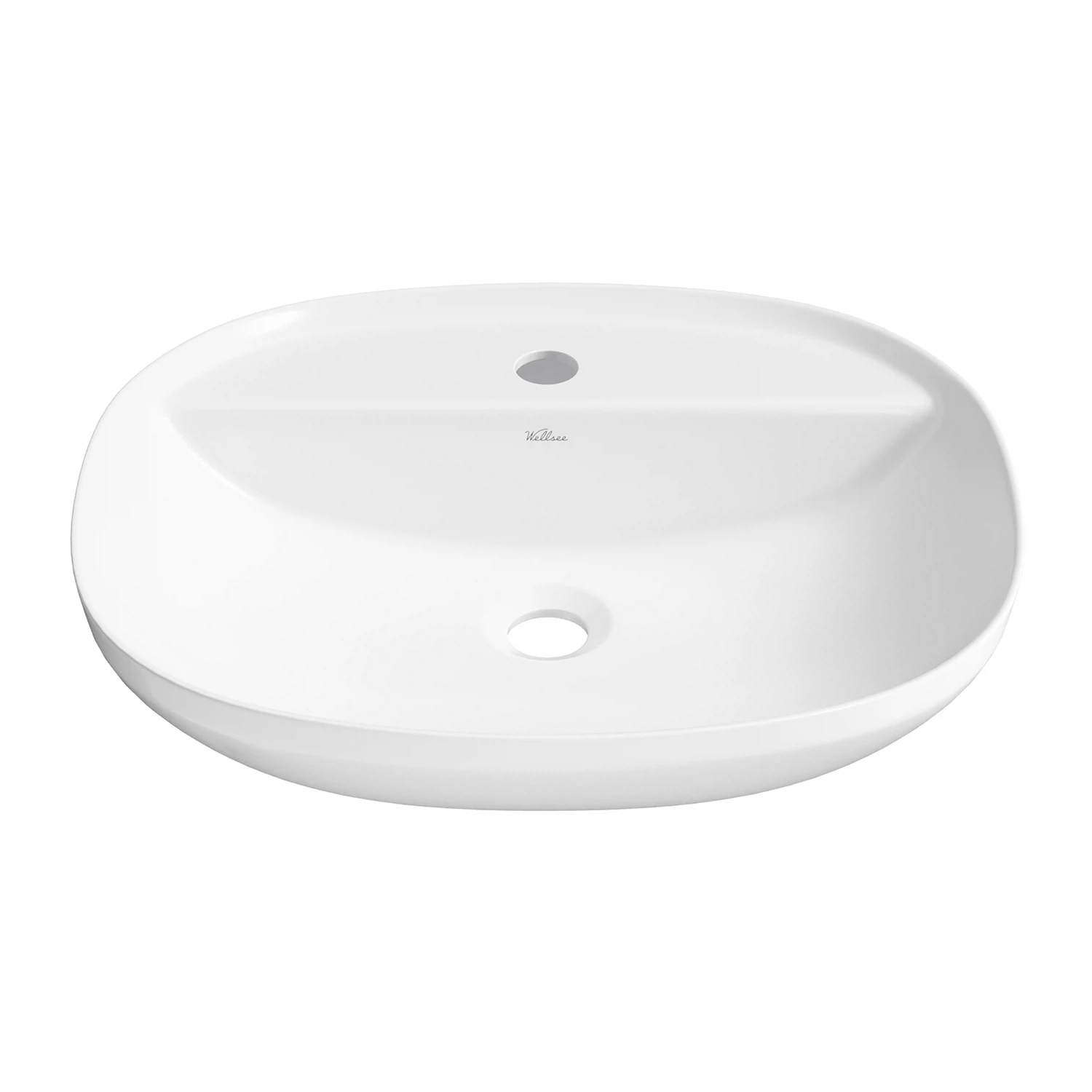 Изображение товара Накладная раковина Wellsee Cute Twin R 50x42 см для ванной белая фарфоровая