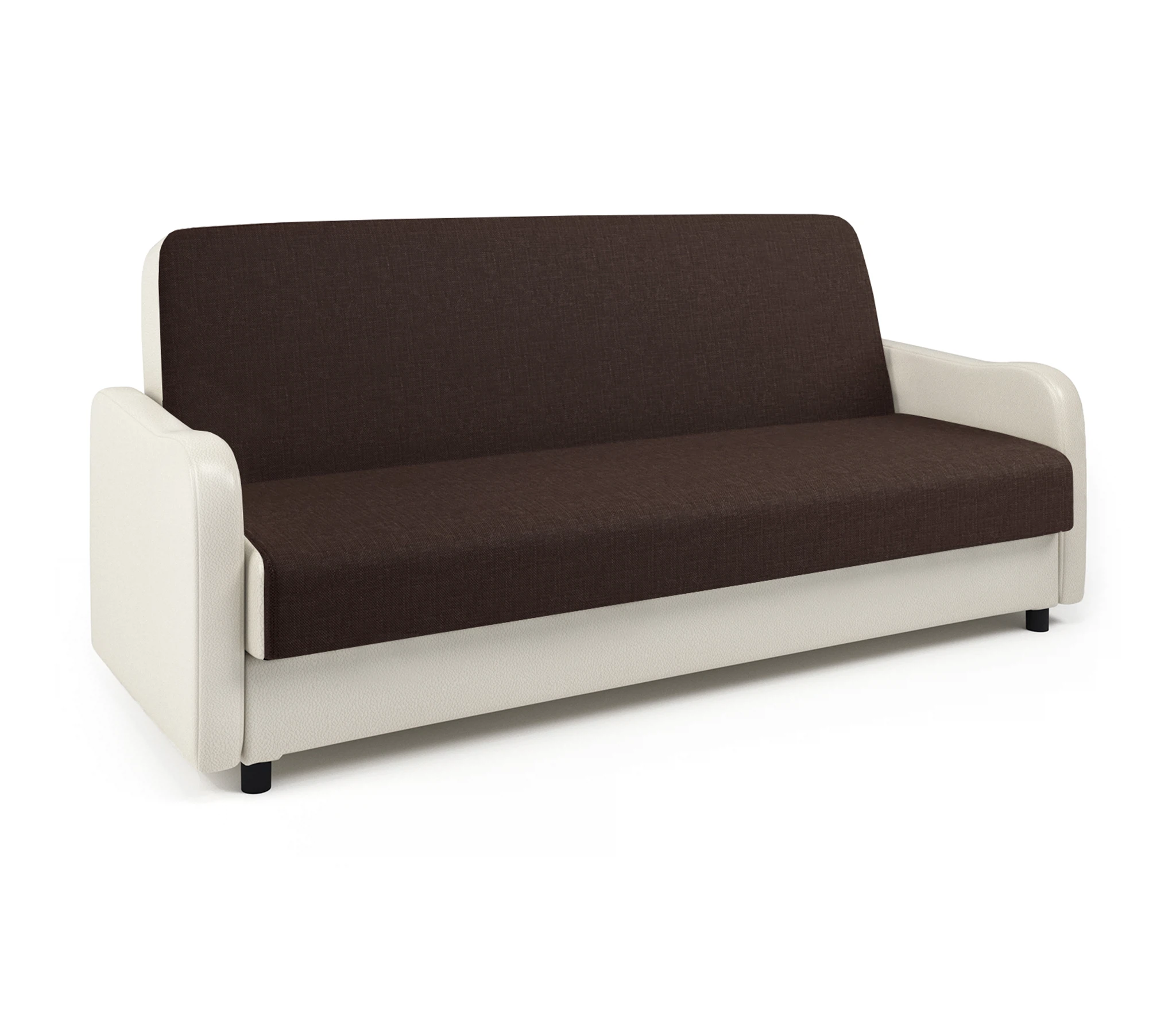 Изображение товара Диван-книжка Лига М рогожка шоколад и экокожа беж