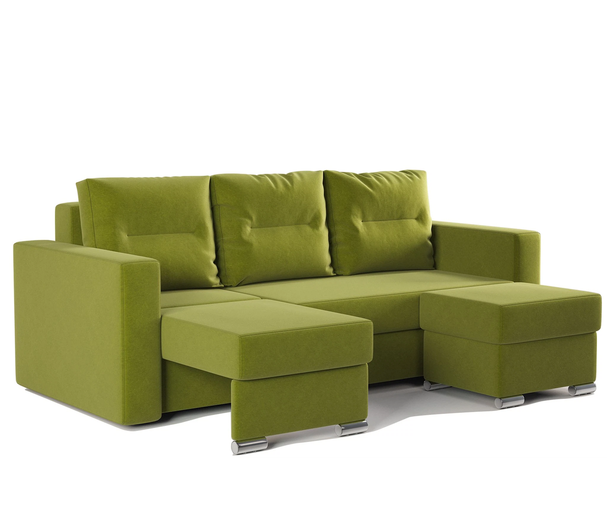 Изображение товара Угловой диван трансформер Рио левый с пуфиком велюр Дрим эппл