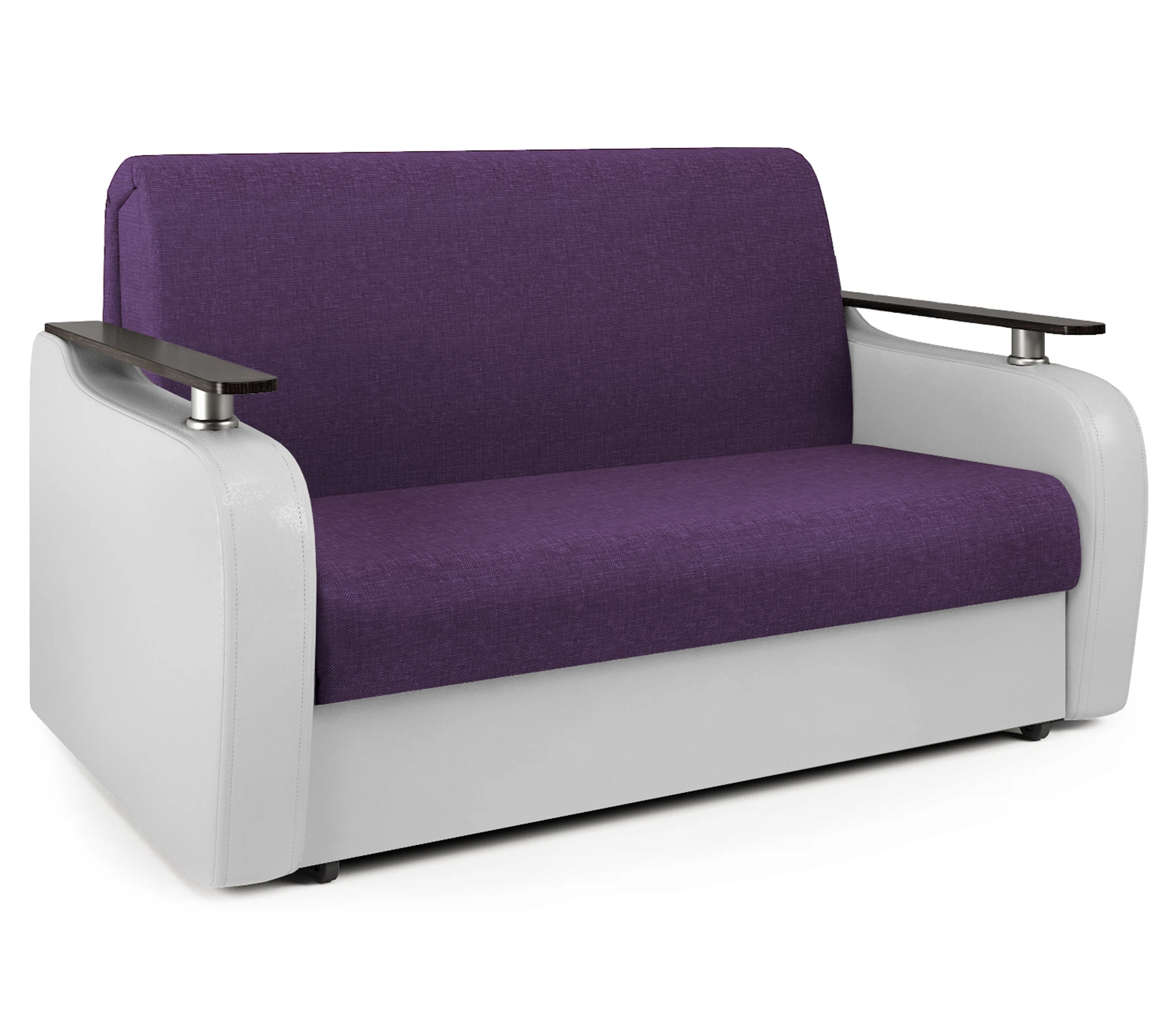 Изображение товара Диван аккордеон Гранд Д 120 фиолетовая рогожка и экокожа белая