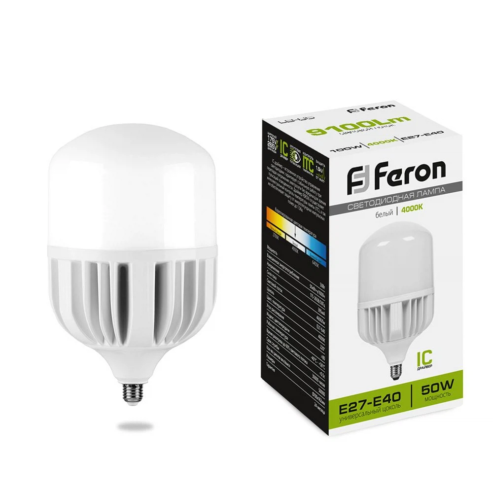 Изображение товара Светодиодная лампа Feron LB-65 E27-E40 50W нейтральный свет