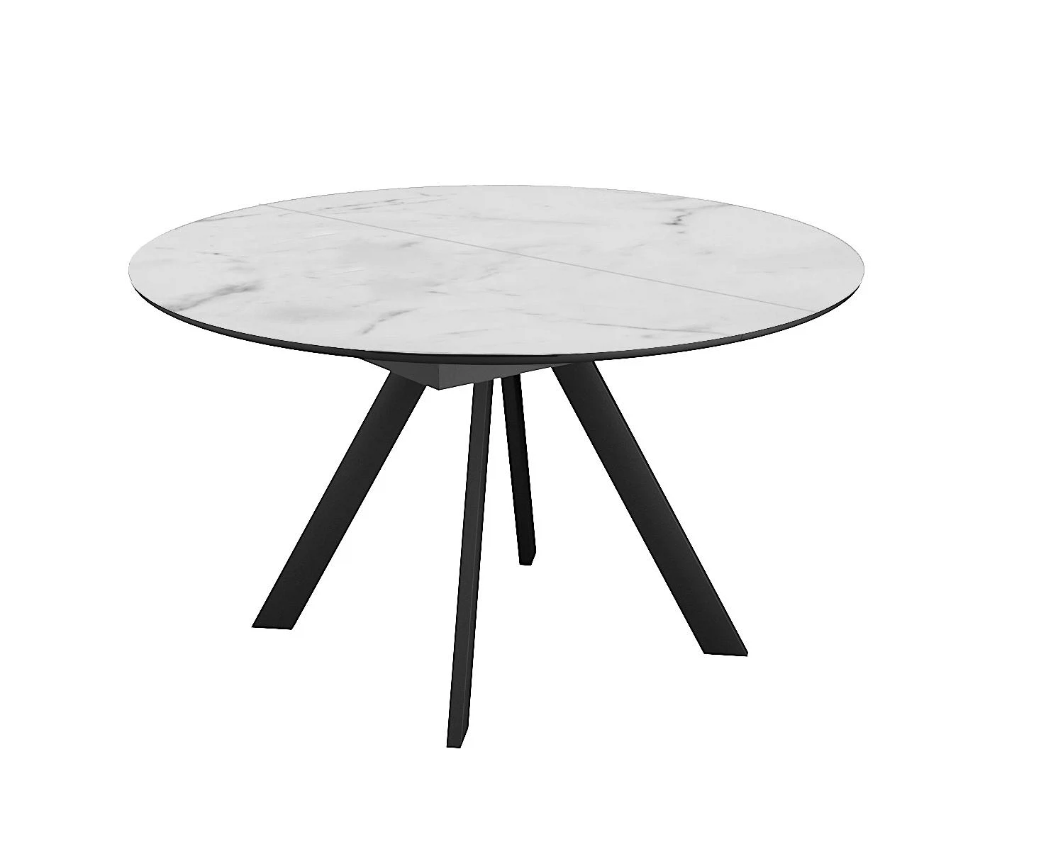 Изображение товара Стол DikLine SKC120 d1200 Керамика Белый мрамор/подстолье черное/опоры черные