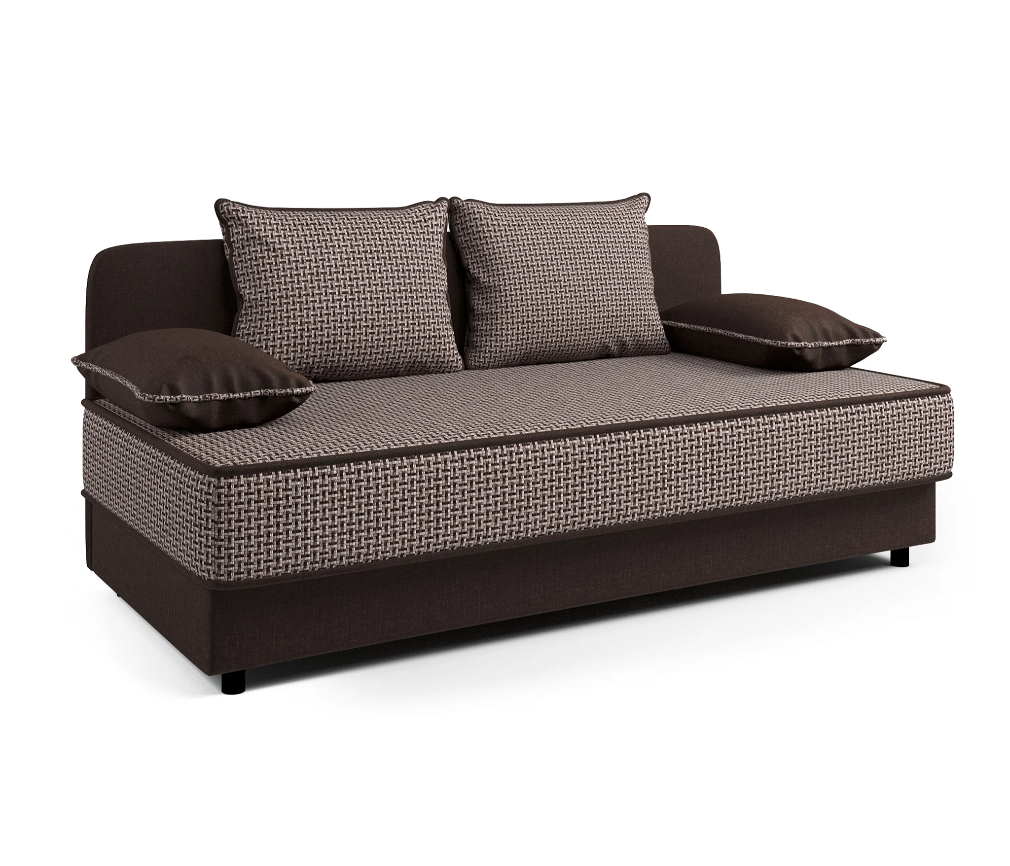 Изображение товара Кушетка Прима рогожка шоколад и Корфу 194x81 см с бельевым ящиком