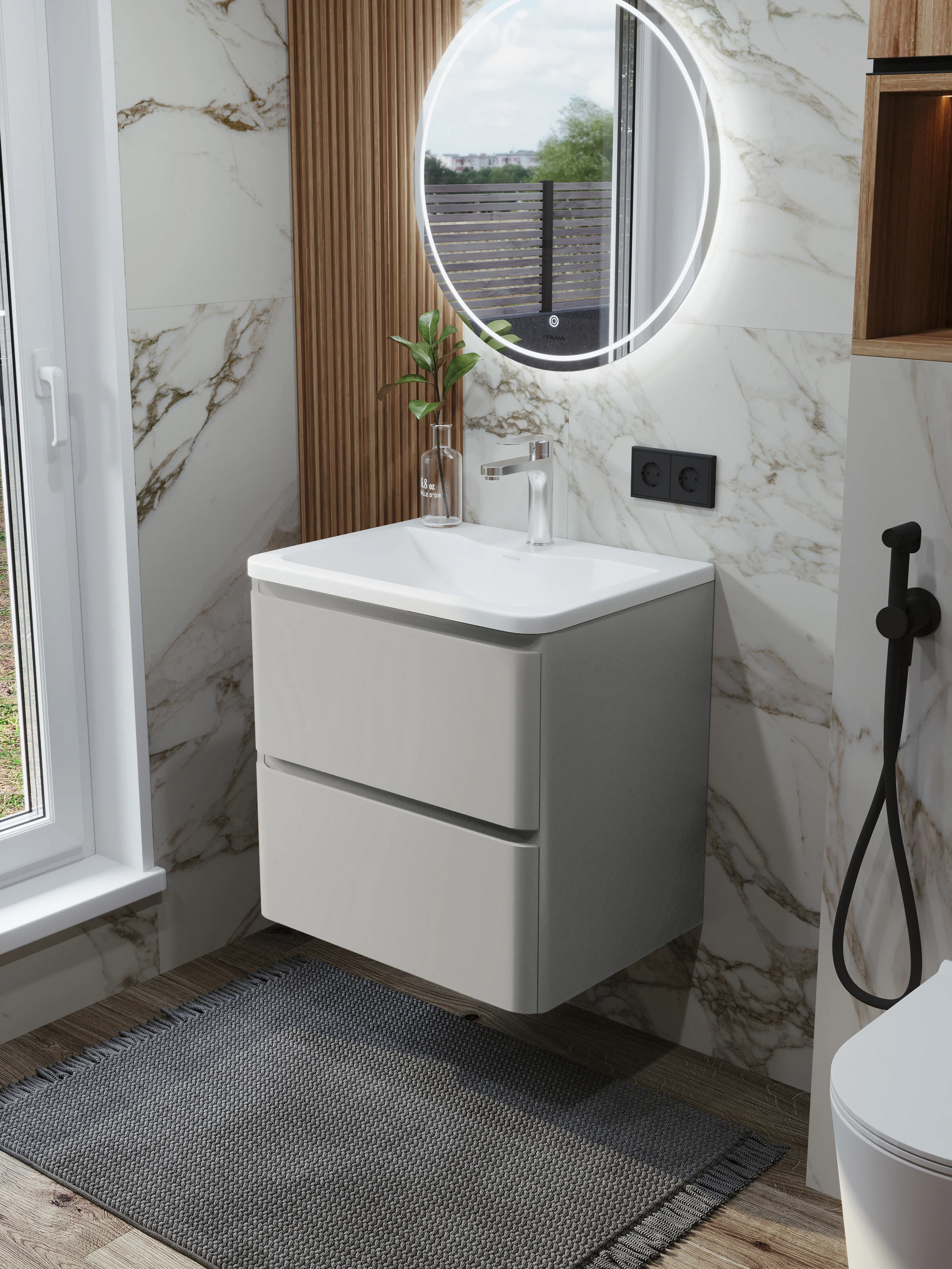 Изображение товара Тумба с раковиной подвесная Итана Roberto 60 RAL 7038