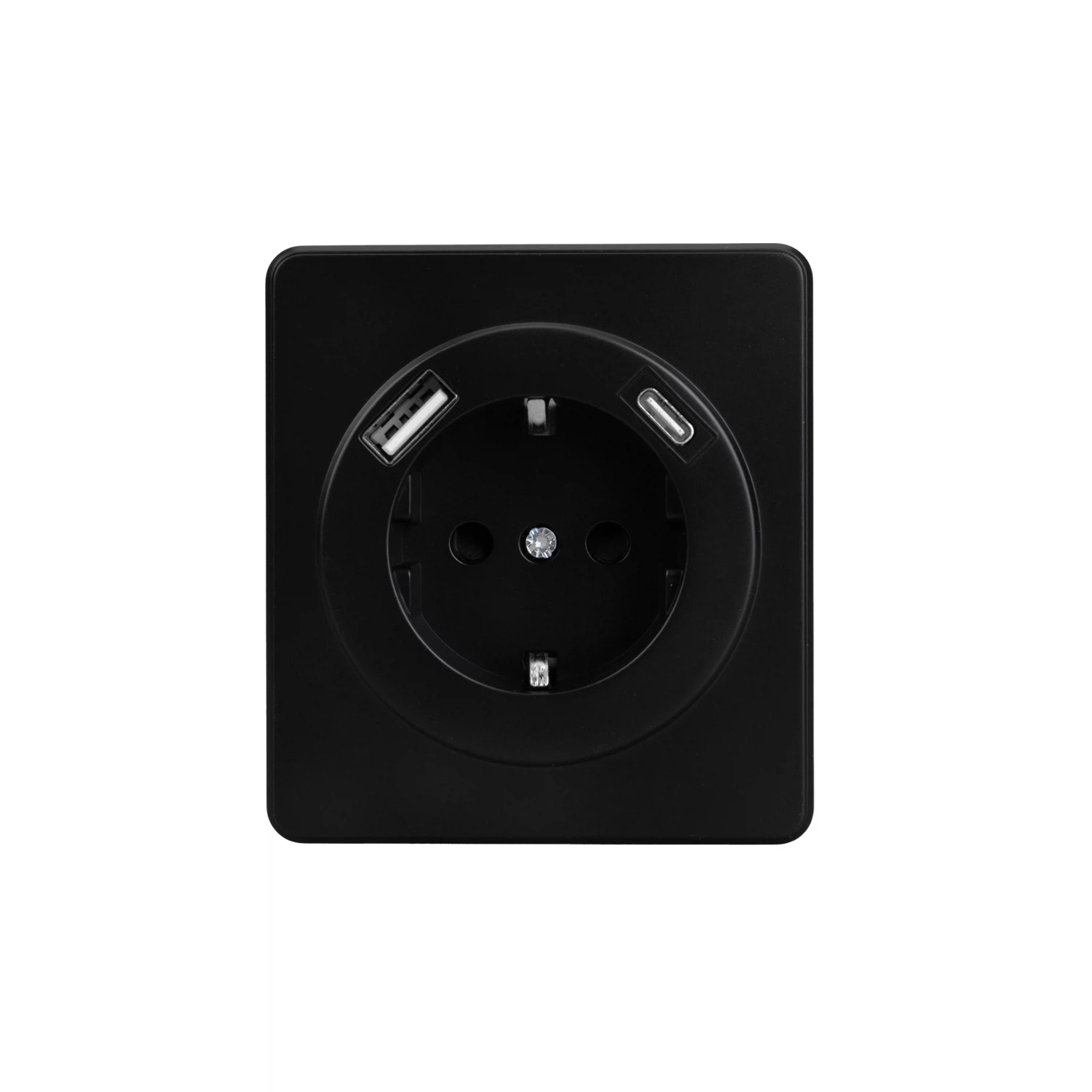 Изображение товара Розетка с Usb KRANZ Round 16А с рамкой черная скрытая установка