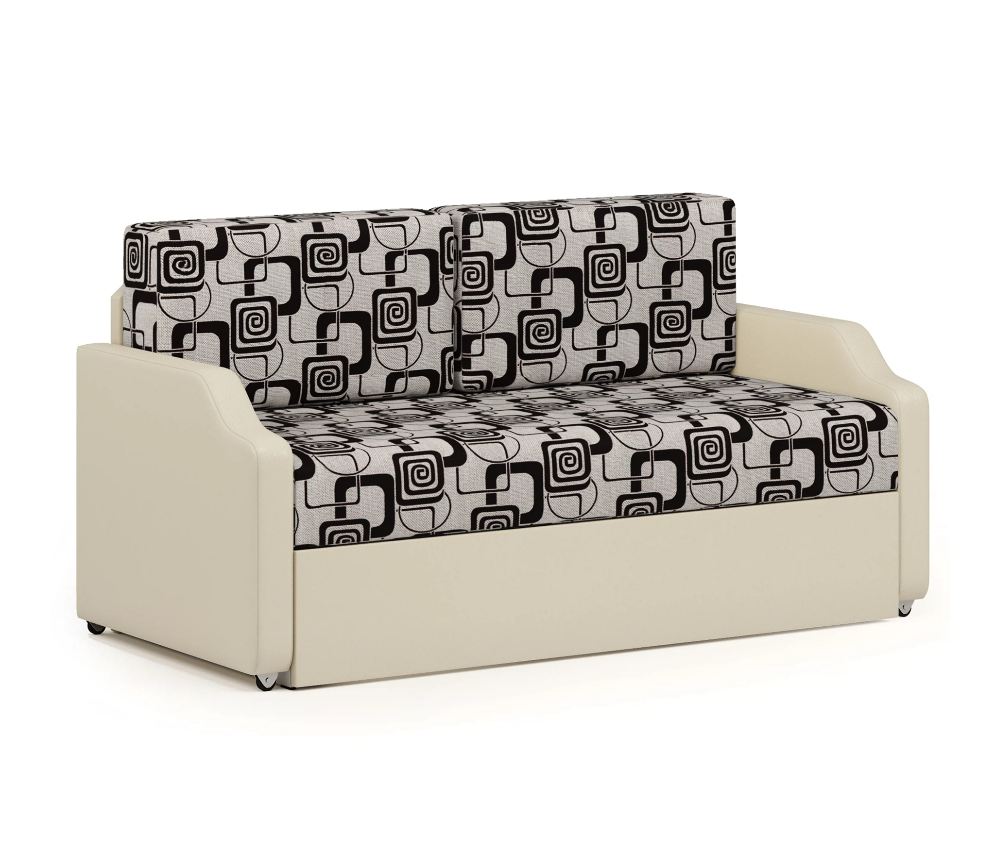 Изображение товара Кушетка Малыш шенилл ромб+экокожа бежевый, раскладная, с ящиком для хранения