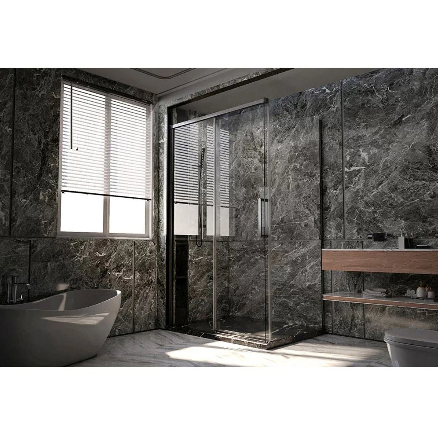 Изображение товара Боковая панель для душевого уголка Veconi Premium Trento SP-40GR 8 мм стекло