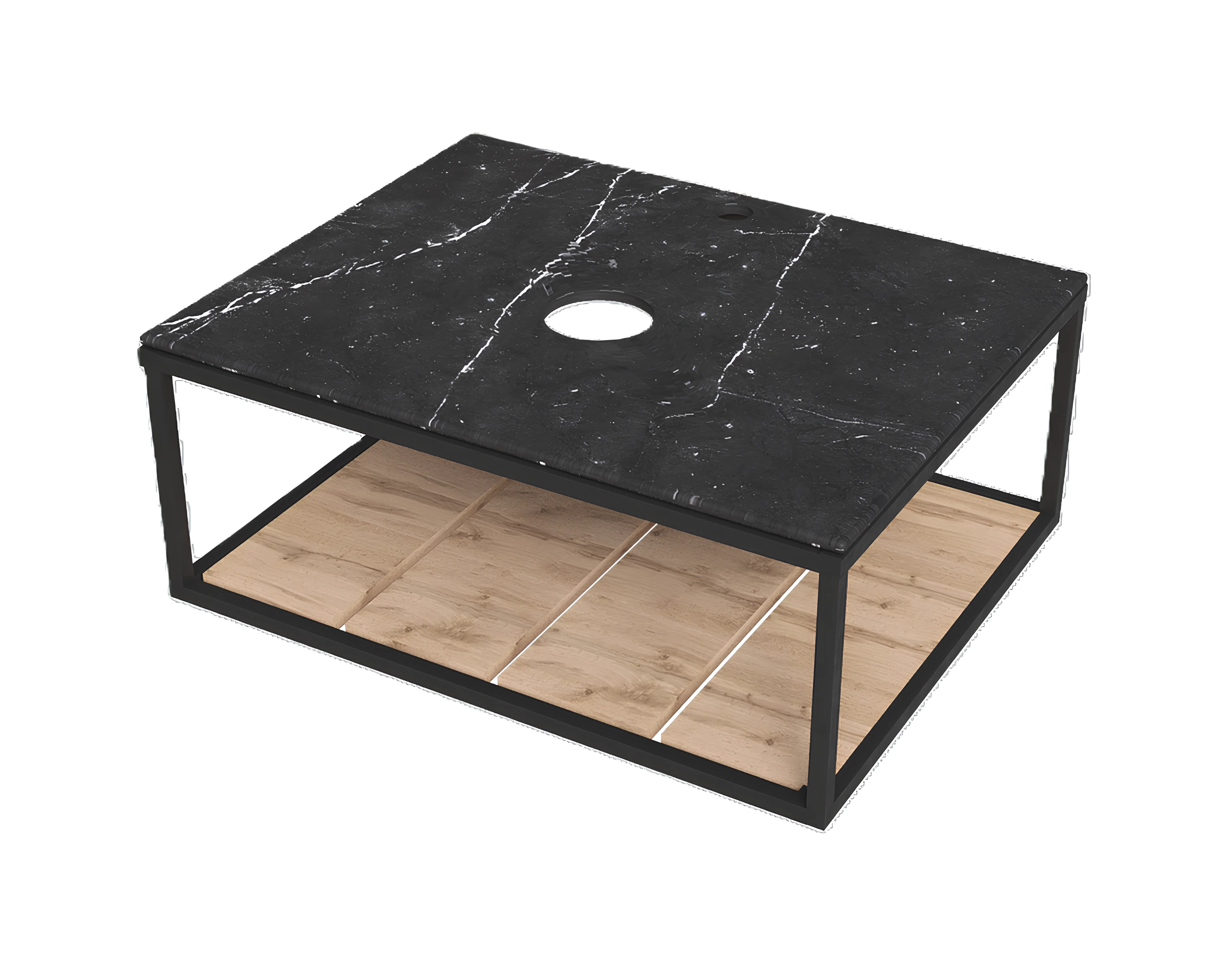 Изображение товара Столешница из керамогранита LOFT 1Marka 70 см Black с полкой для ванной