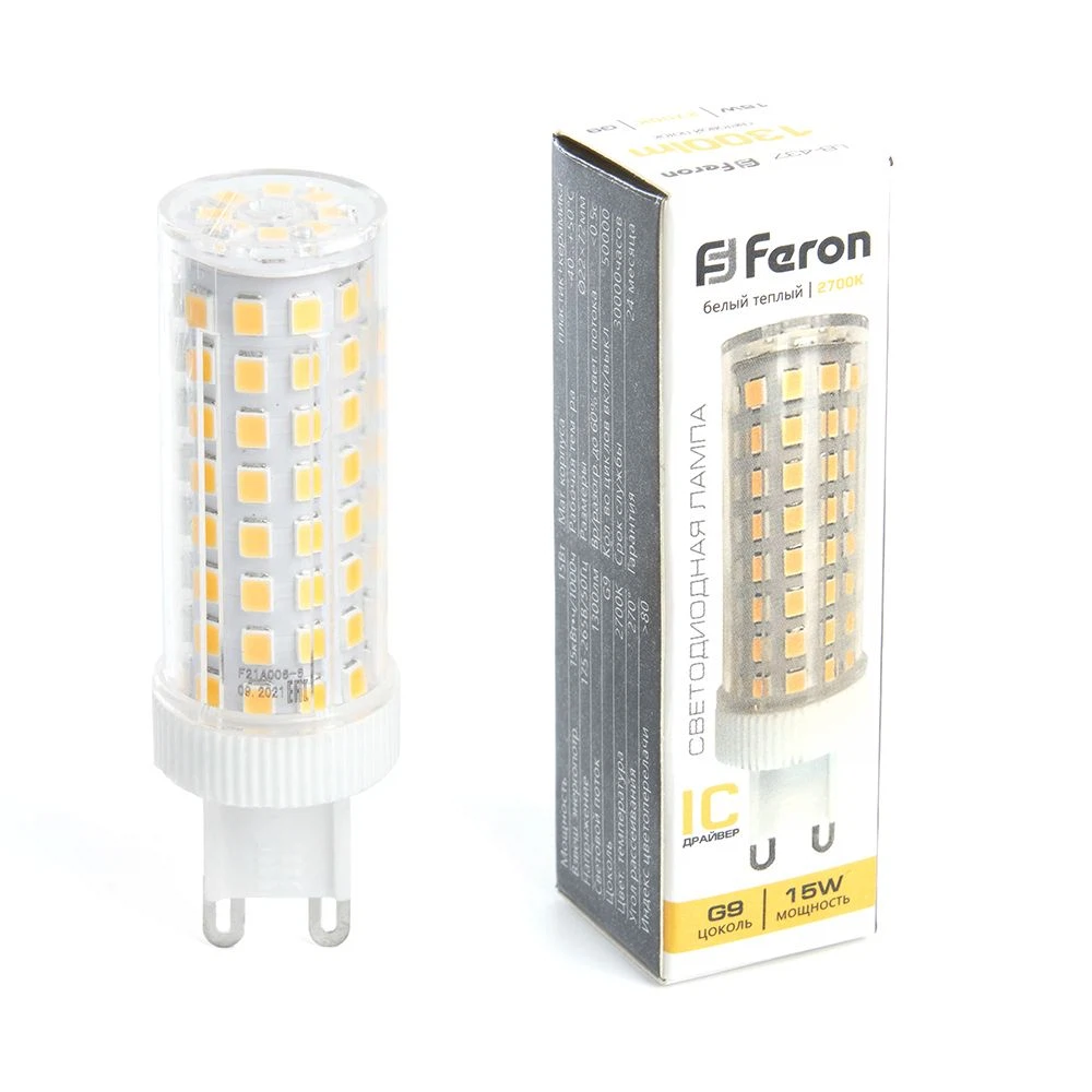 Изображение товара Лампа светодиодная Feron LB-437 G9 15W 175-265V 2700K