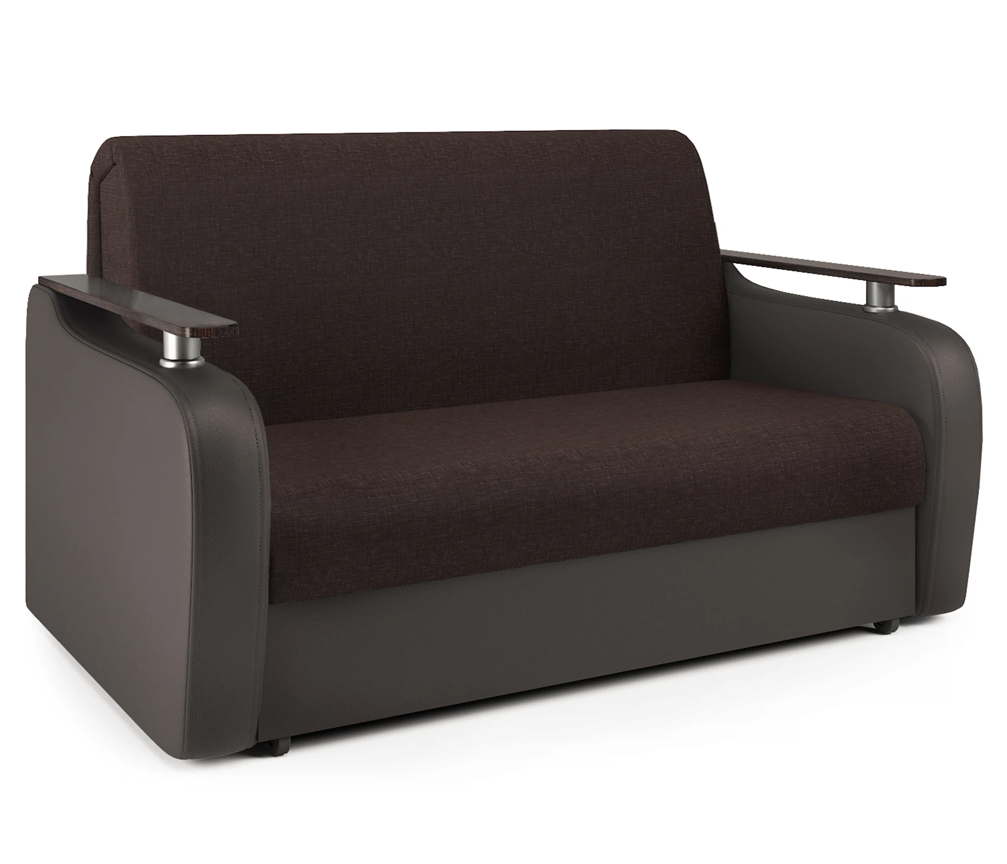 Изображение товара Диван аккордеон Гранд Д 120 из рогожки и экокожи шоколад