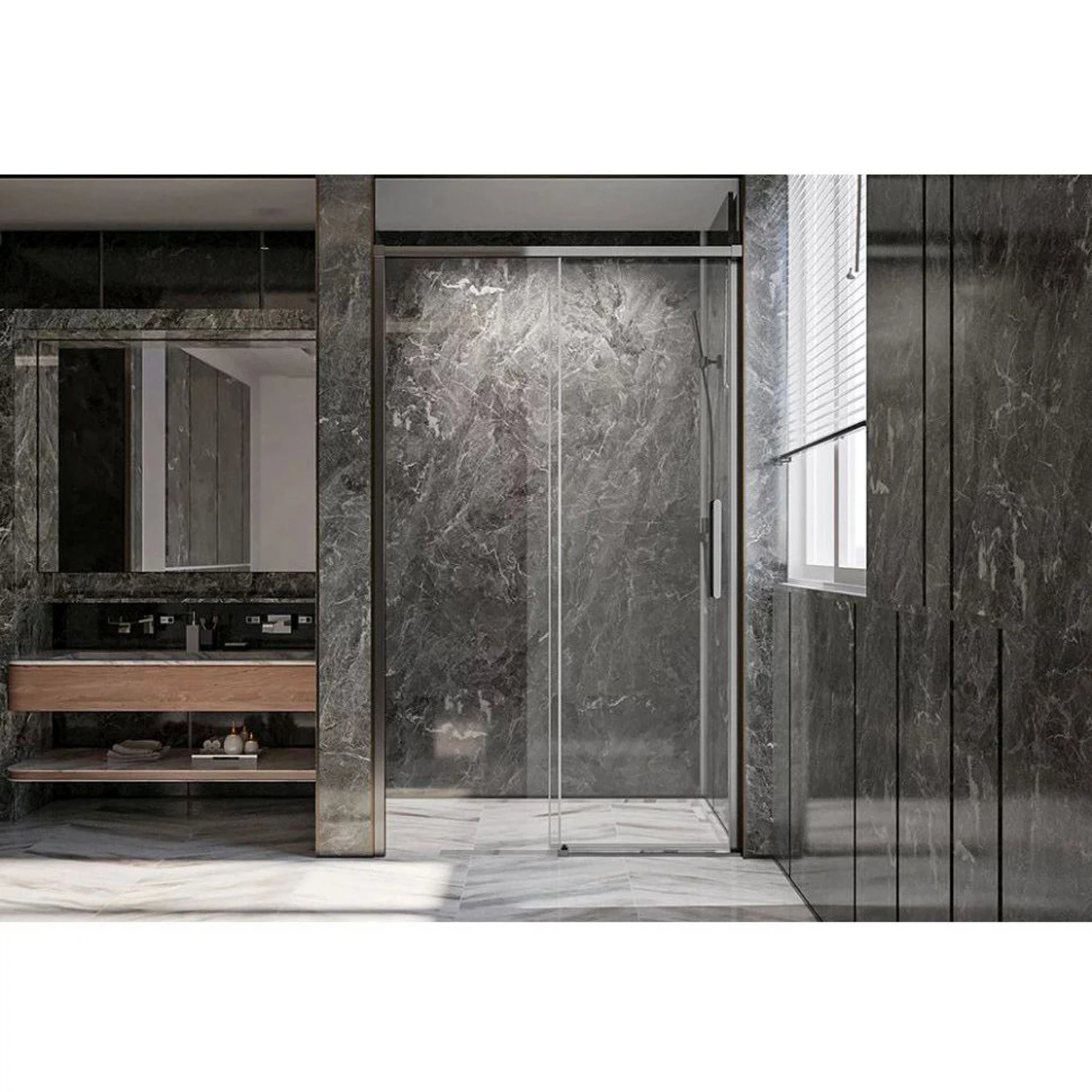 Изображение товара Душевая дверь раздвижная Veconi Premium Trento 150х200 см с закалённым стеклом