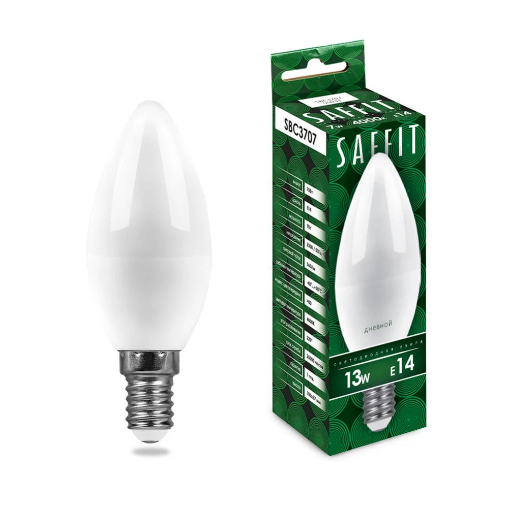 Изображение товара Лампа светодиодная SAFFIT SBC3713 Свеча E14 13W 230V 6400K Изображение товара Лампа светодиодная SAFFIT SBC3713 Свеча E14 13W 230V 6400K