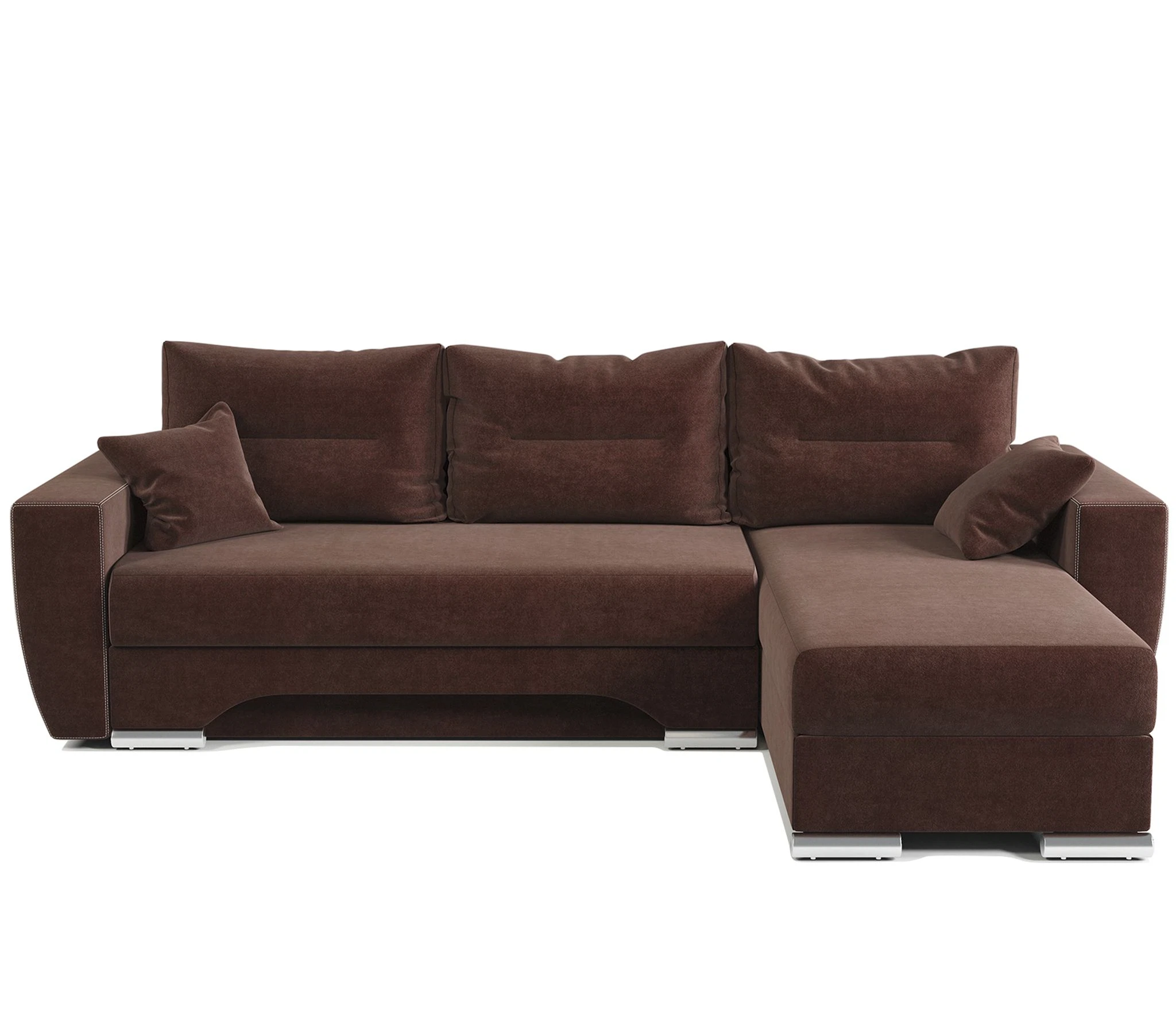 Изображение товара Угловой диван ЕвроШаг правый велюр Дрим шоколад с механизмом еврокнижка