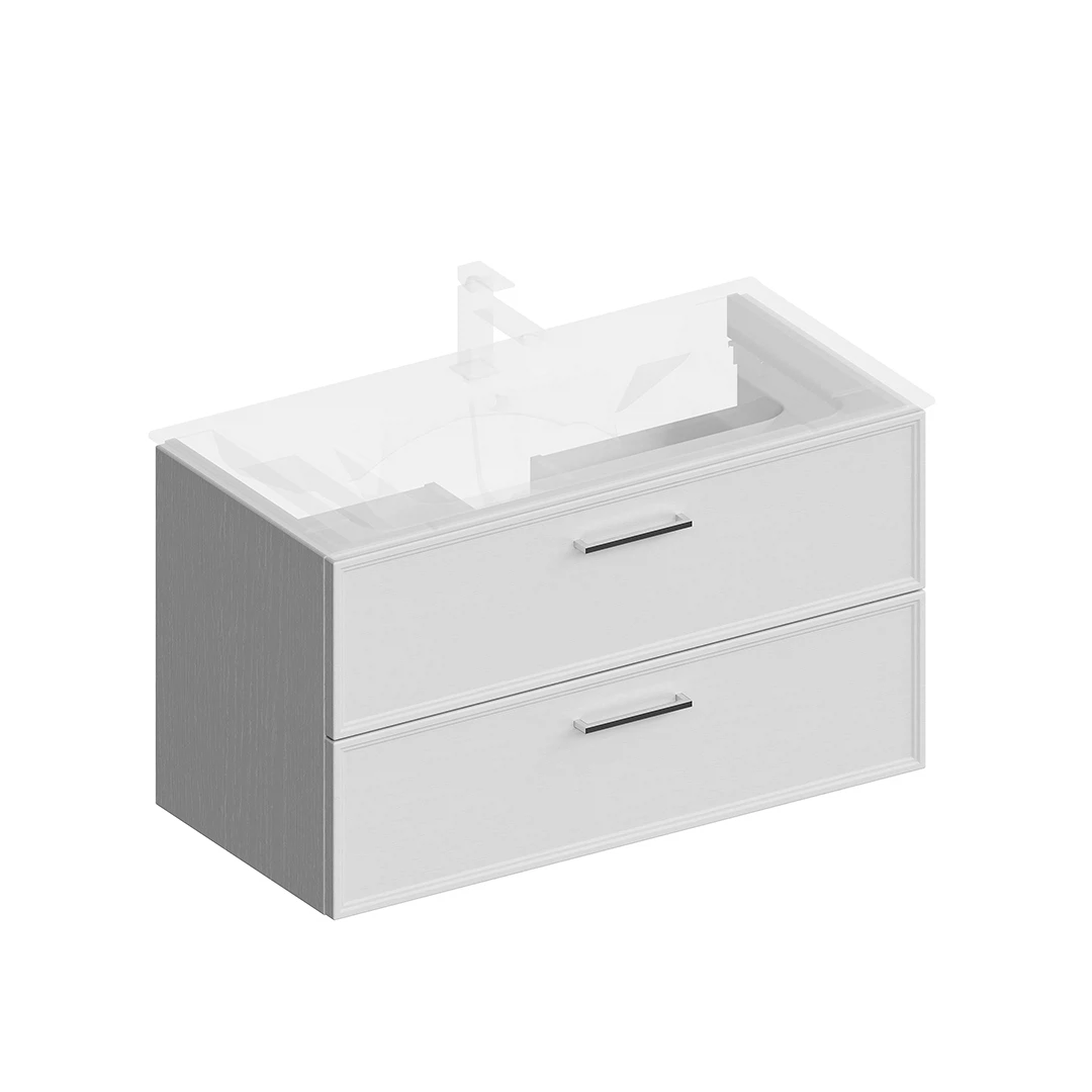 Изображение товара Тумба для ванной комнаты Piano Classic 95 см подвесная белая МДФ