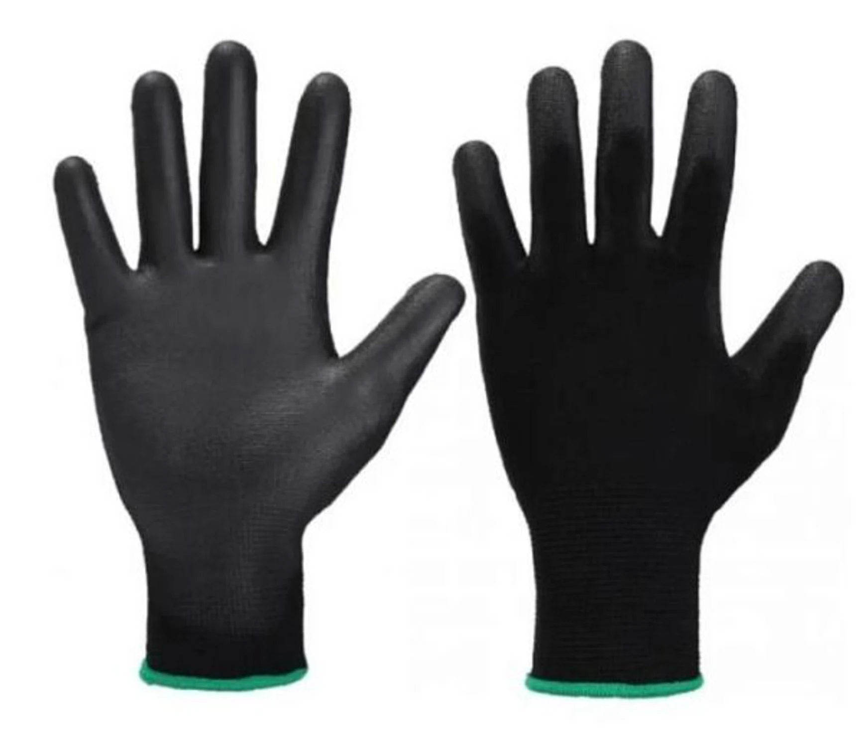 Изображение товара Нейлоновые перчатки с полиуретановым покрытием универсального размера черные