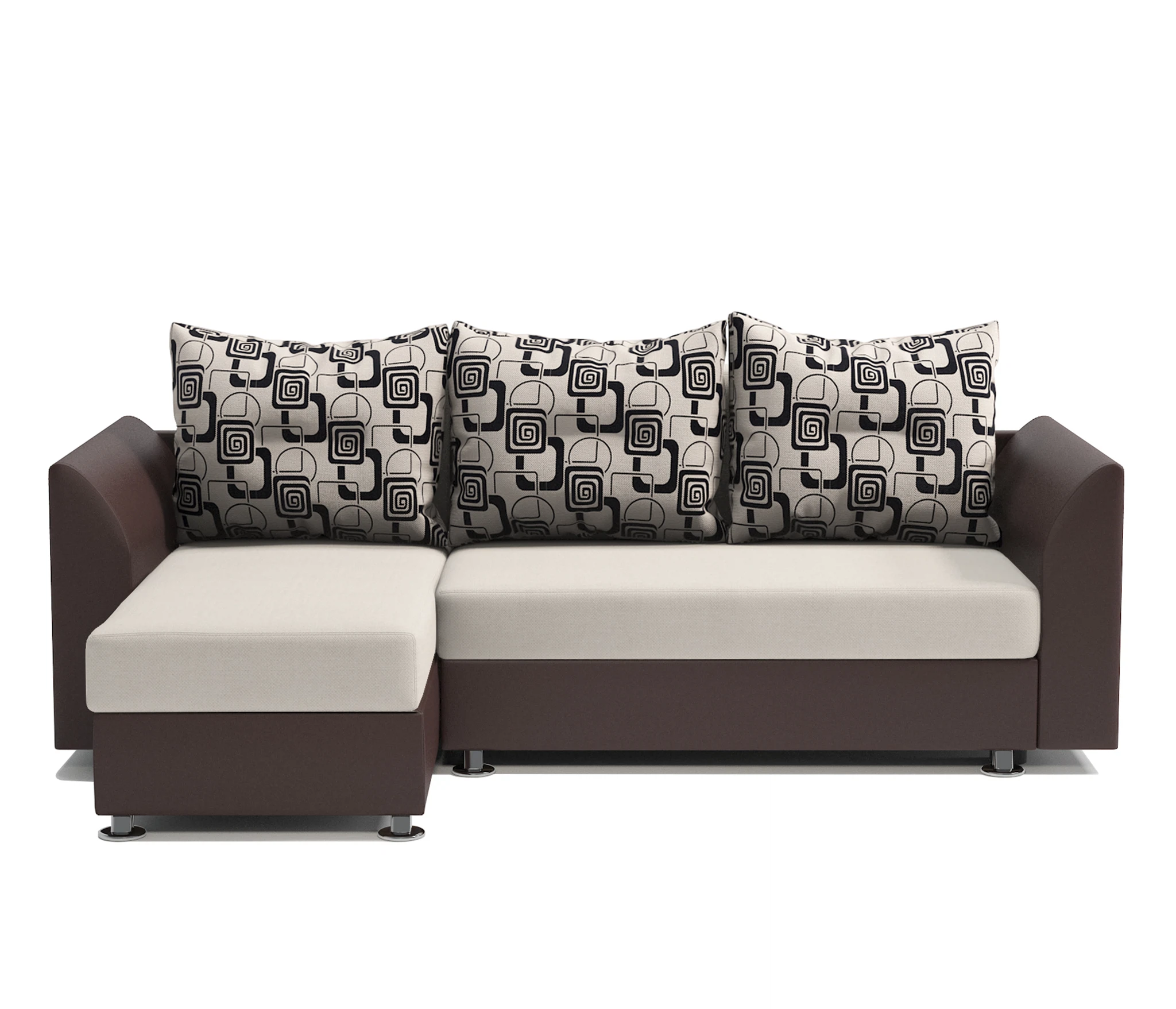 Изображение товара Угловой диван Ария Скала левый экокожа шоколад и ромб