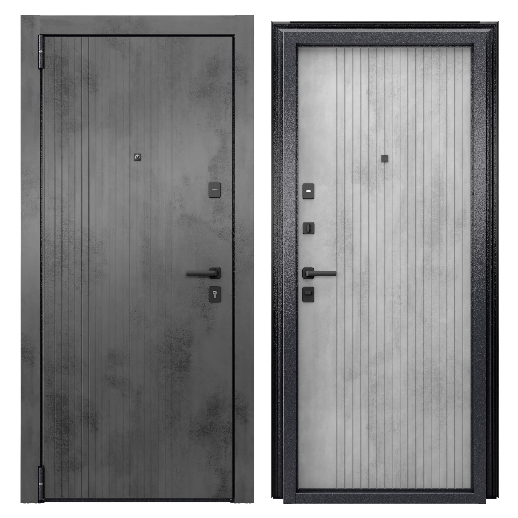 Изображение товара Тorex Флат-4 левая 205x95 Бетон темный/бетон светлый — входная дверь