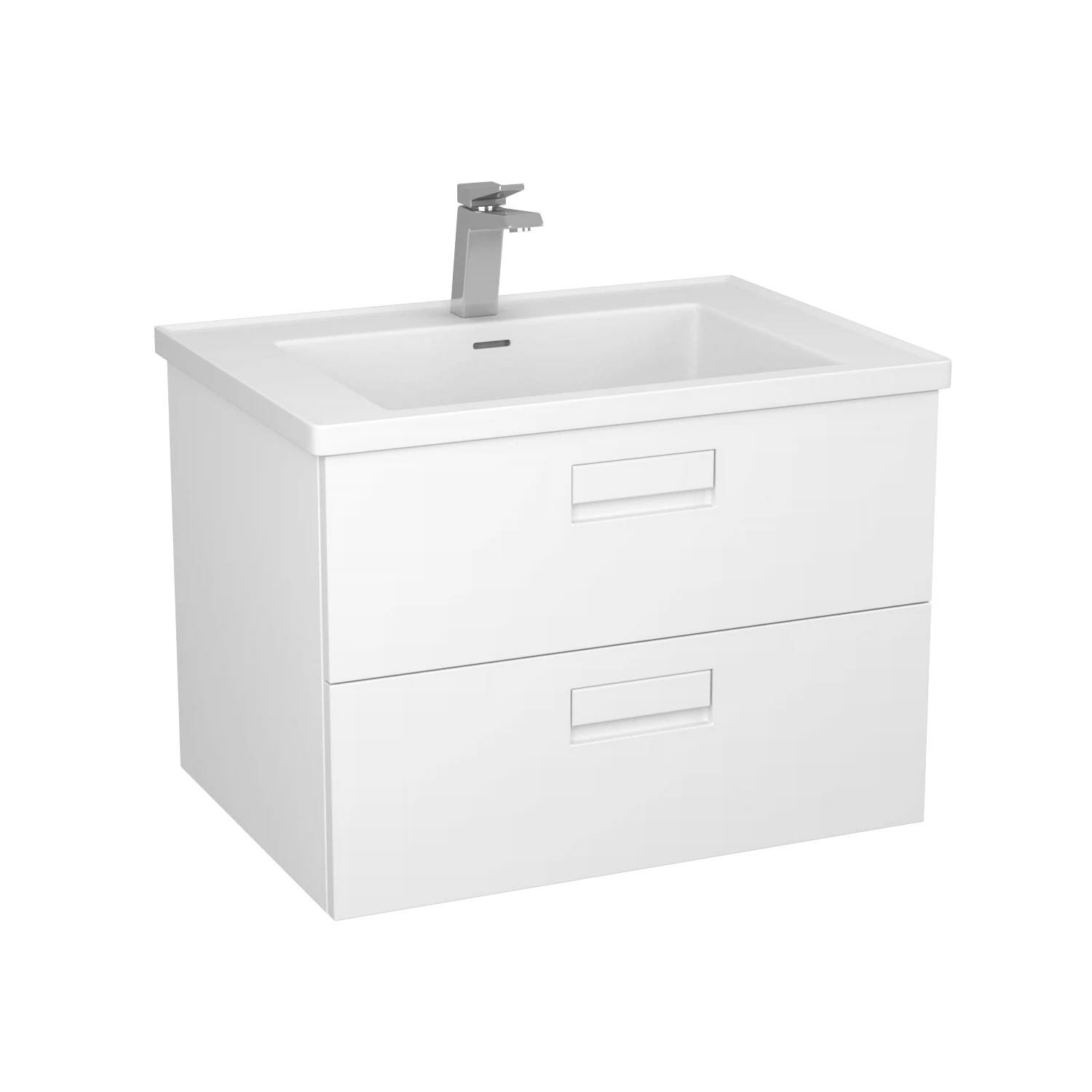 Изображение товара Тумба с раковиной Camila 70 см из ВЛДСП МДФ с одним ящиком и раковиной белого цвета