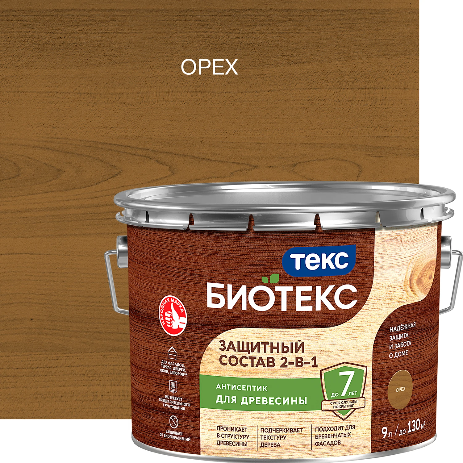 Изображение товара Деревозащитная пропитка ТЕКС BIOTEKS 2-в-1 Орех для наружных работ