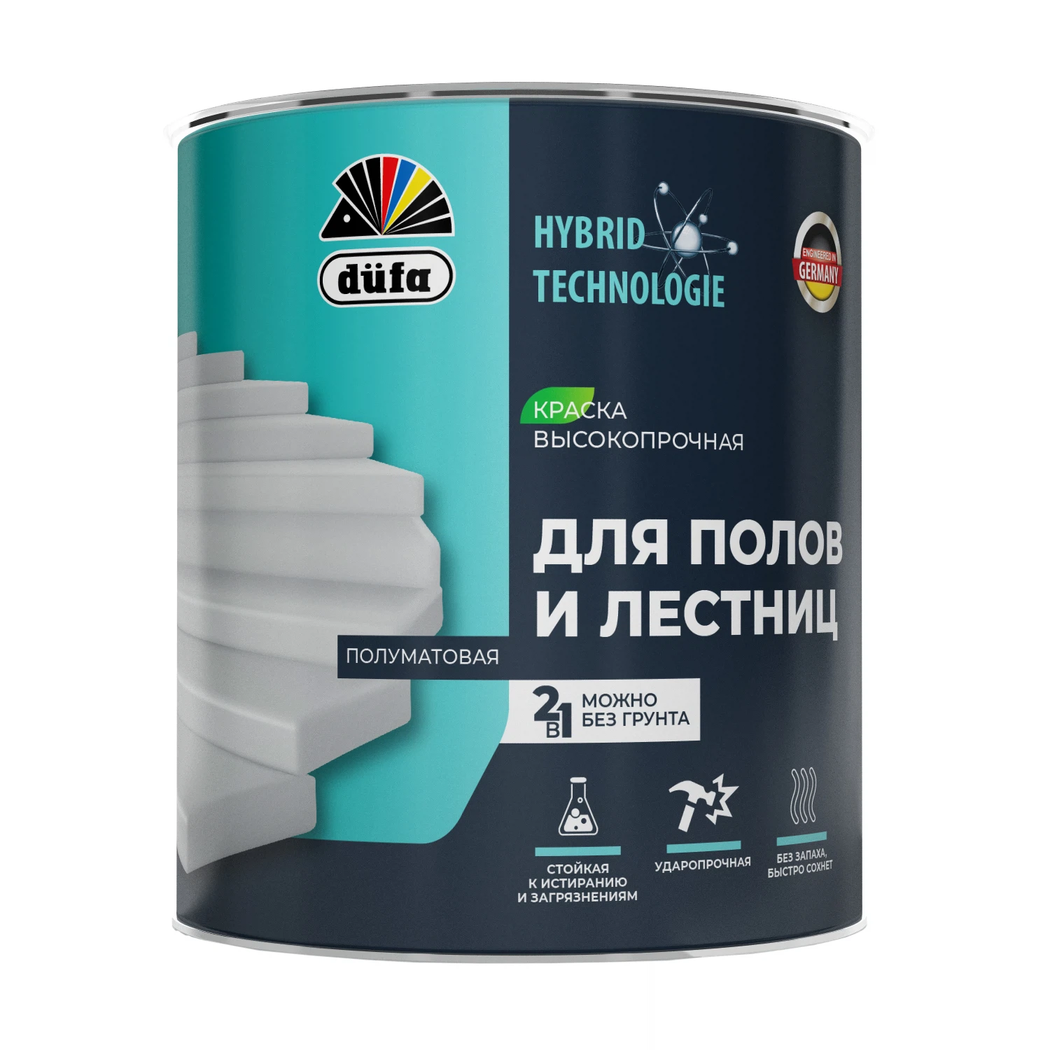Изображение товара Двукомпонентная краска для полов и лестниц DUFA база1 2л внутренние работы