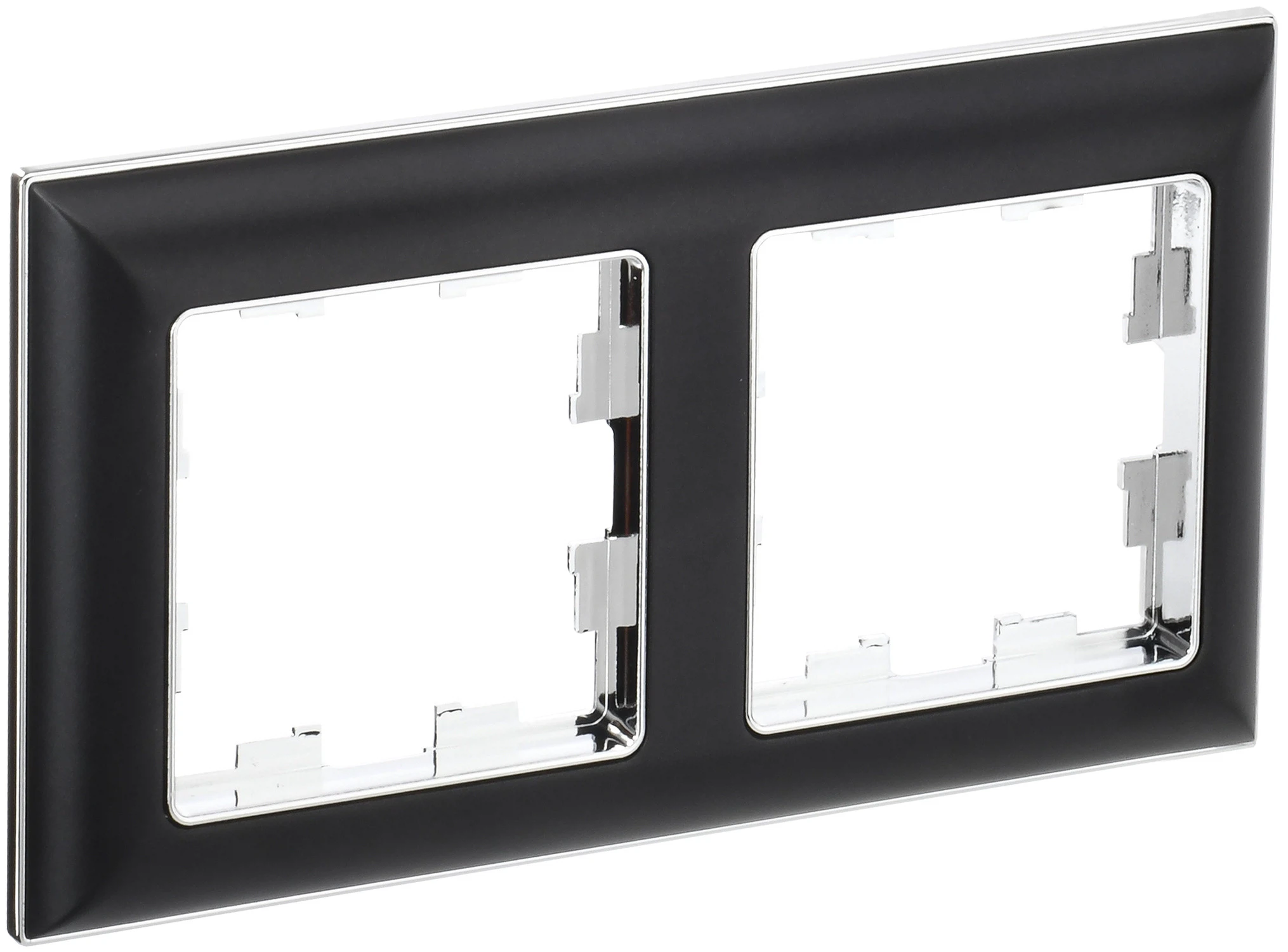 Изображение товара Рамка IEK BRITE DECOR Черный/хром 3D-форма 2-мест. РУ-2-Бр.