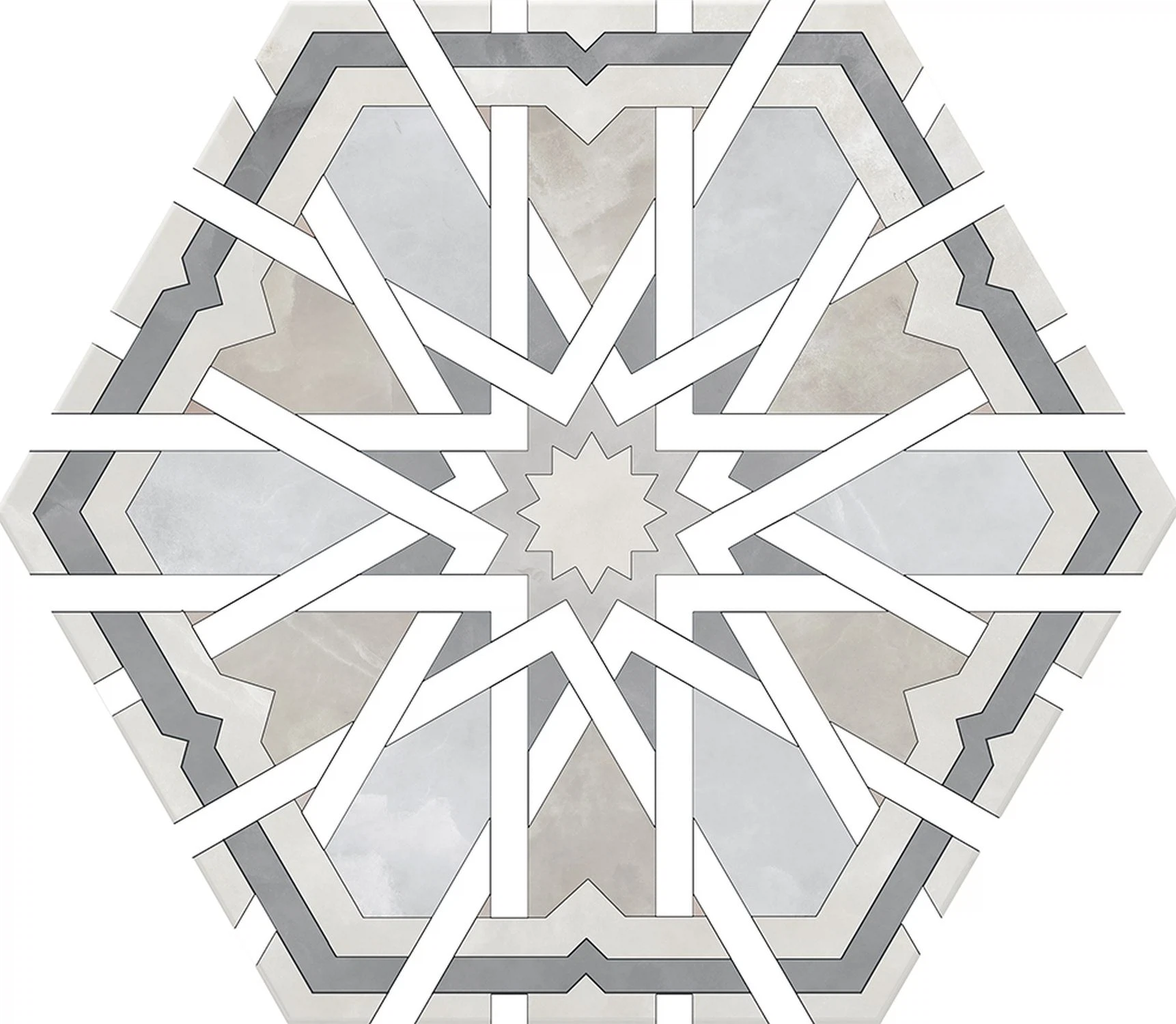 Изображение товара Керамогранит Radiant Grey 20x24 Гексагон матовый для пола и стен