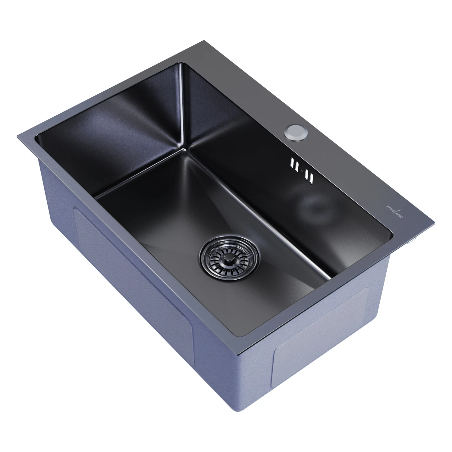 Изображение товара Мойка настол.монтаж 65х45 (3,0) вып 3 1/2 MIXLINE PRO 22см с сифоном (черный графит)