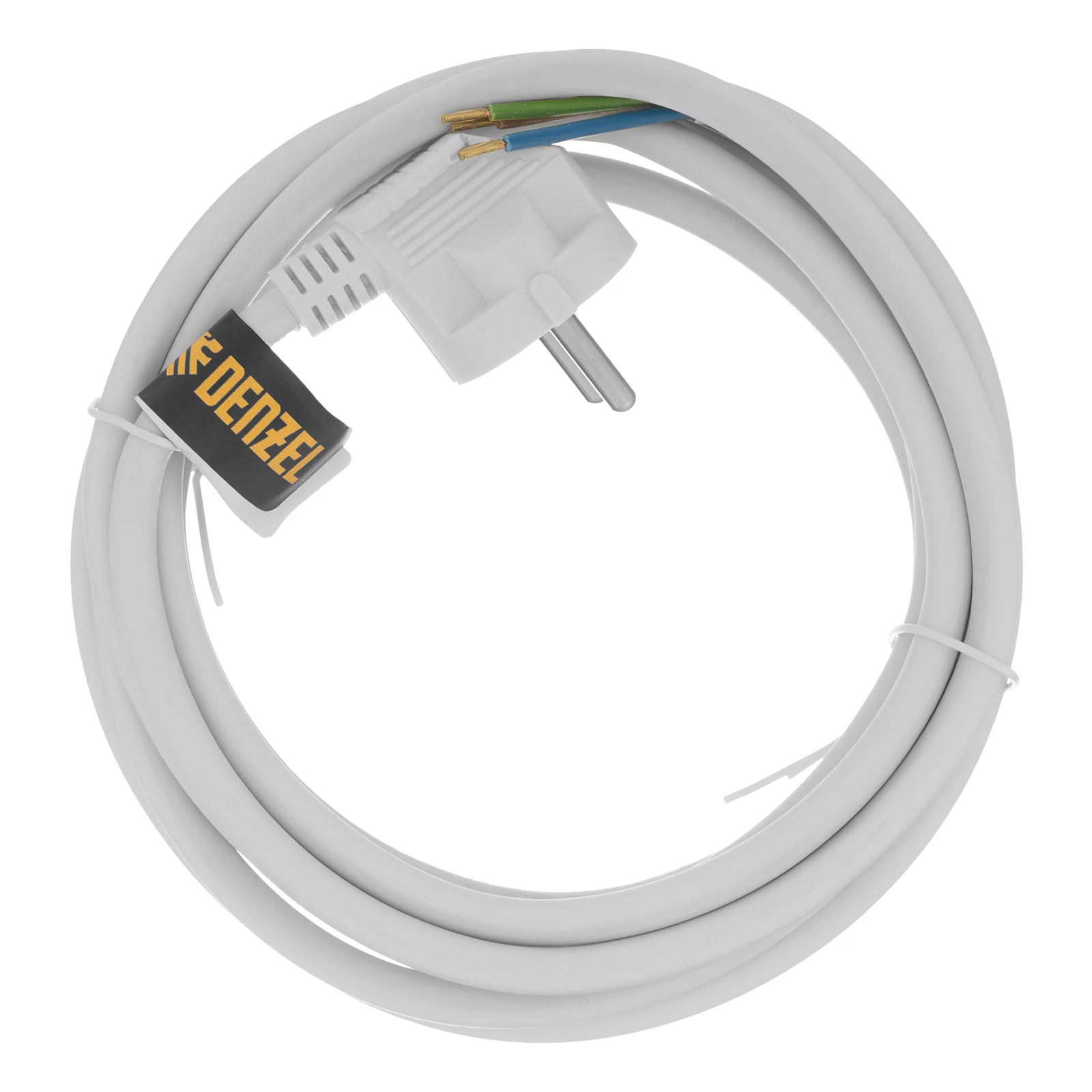 Изображение товара Шнур сетевой Denzel Energy Series 3 м ПВС белый с неразборной вилкой