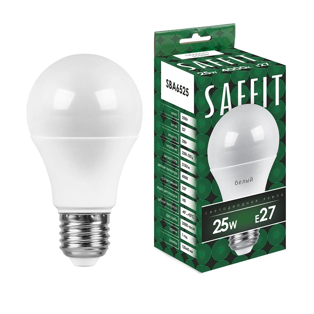 Изображение товара Светодиодная лампа SAFFIT SBA6525 Е27 25 Вт нейтральный свет 4000К