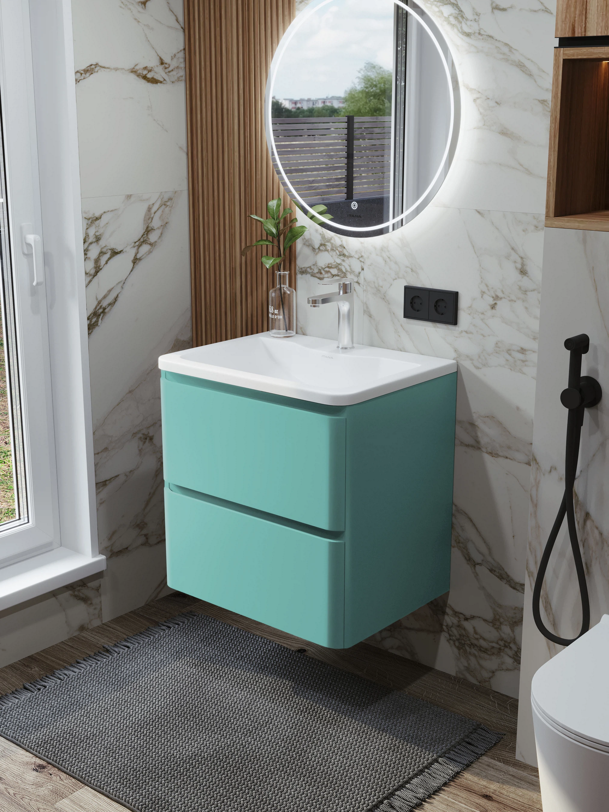 Изображение товара Тумба с раковиной подвесная Итана Roberto 60 RAL 6027