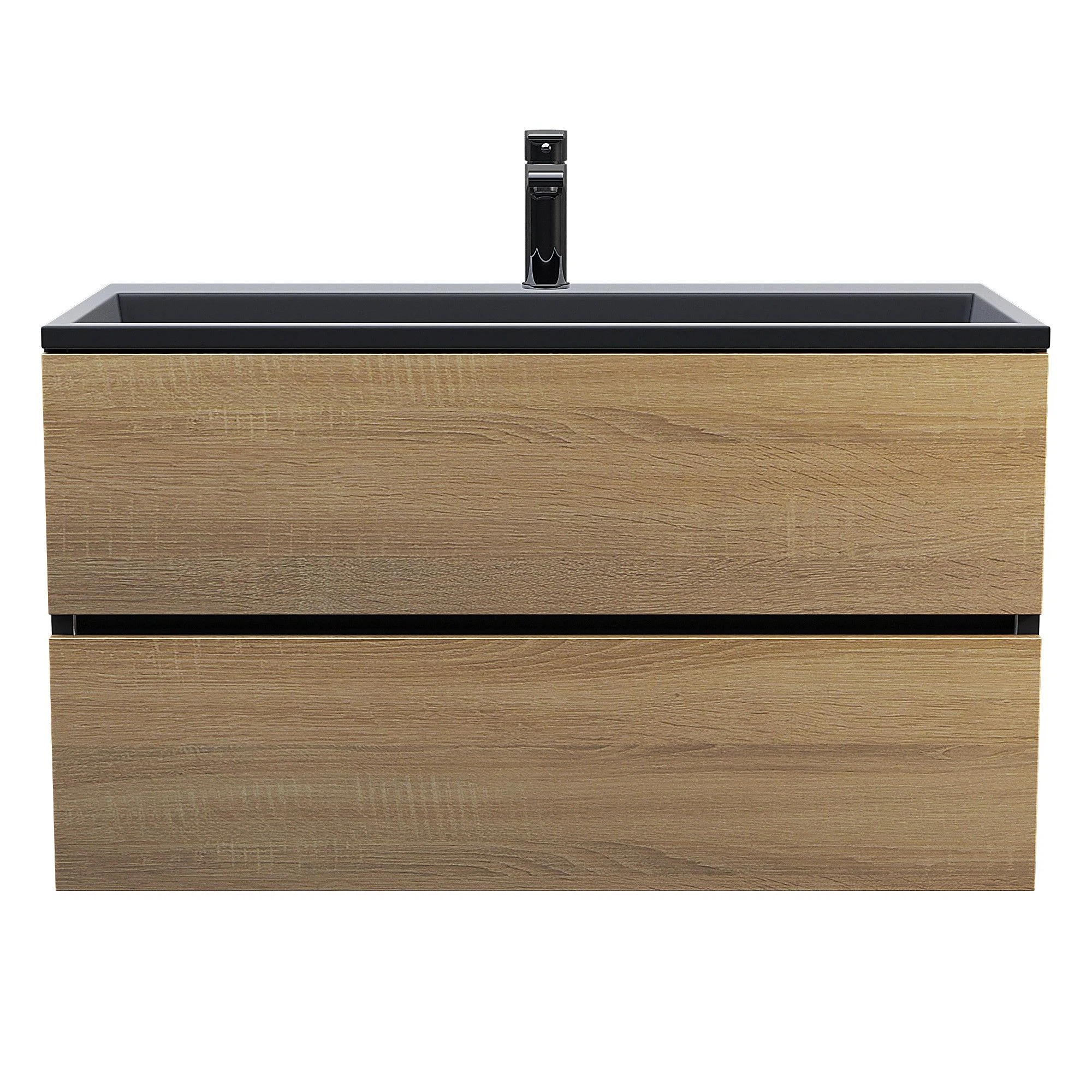 Изображение товара Тумба с раковиной Uperwood Barsa 90х45 см подвесная черная/дуб сонома