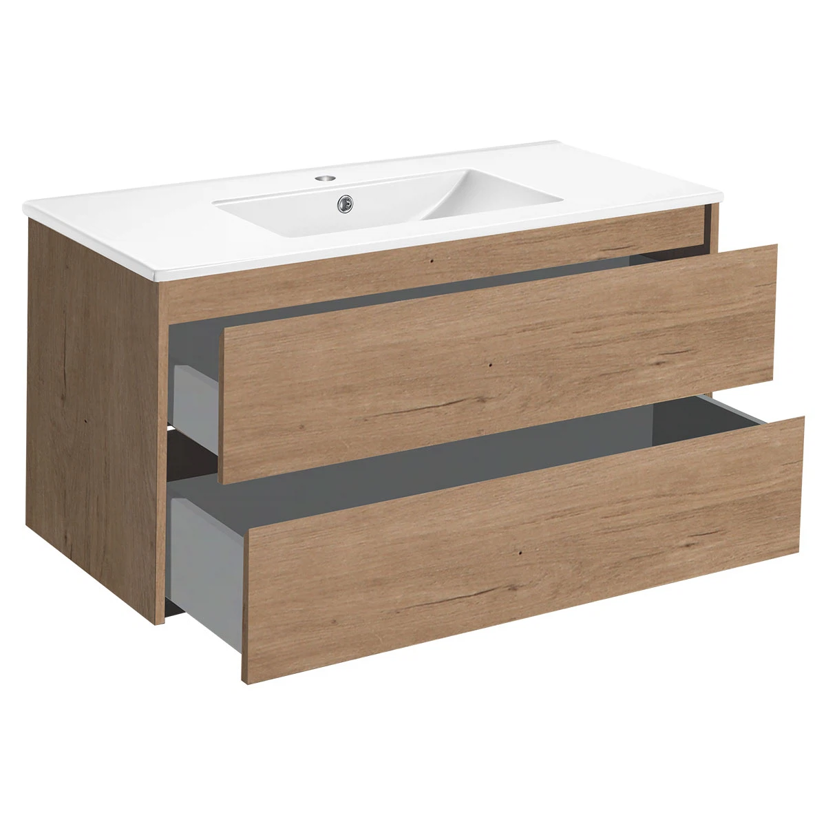 Изображение товара Подвесная тумба под раковину Gio 100 с двумя ящиками soft-close, N.Oak, Vincea