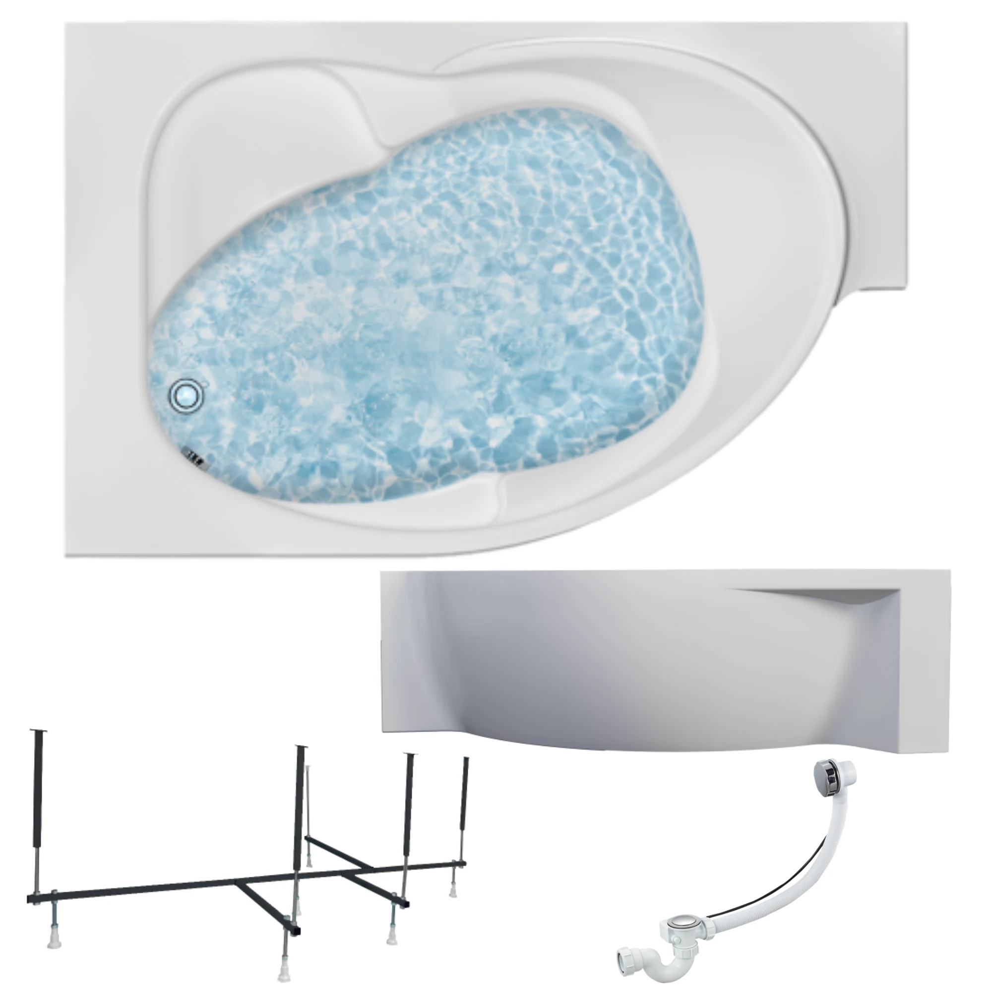 Изображение товара Ванна акриловая 1MARKA ERGONOMIKA 158-175х110 4в1:ванна левая,панель,рама,слив-перелив 01эрг17511лкп