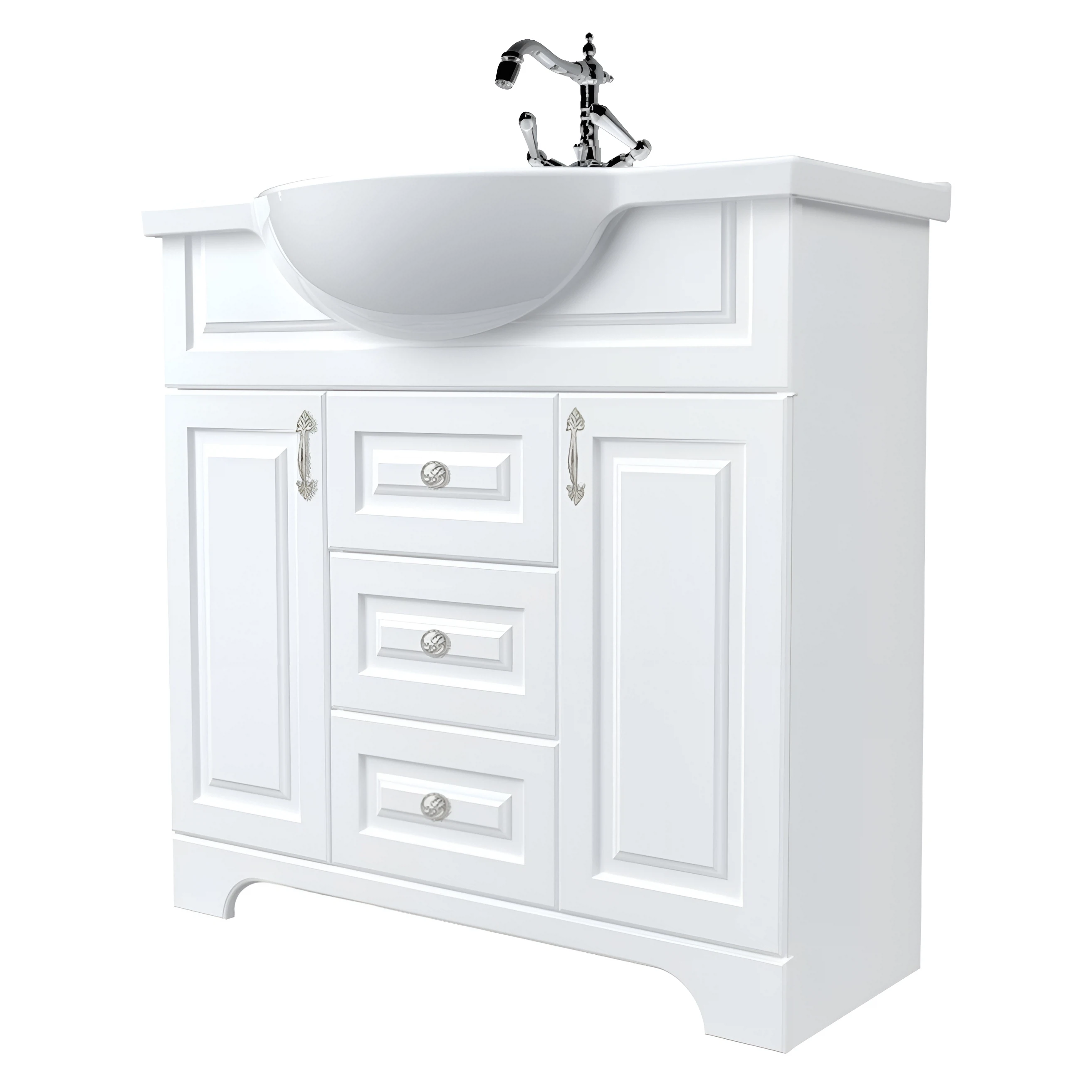 Изображение товара Тумба под раковину 1Marka Прованс New 105 белый глянец напольная