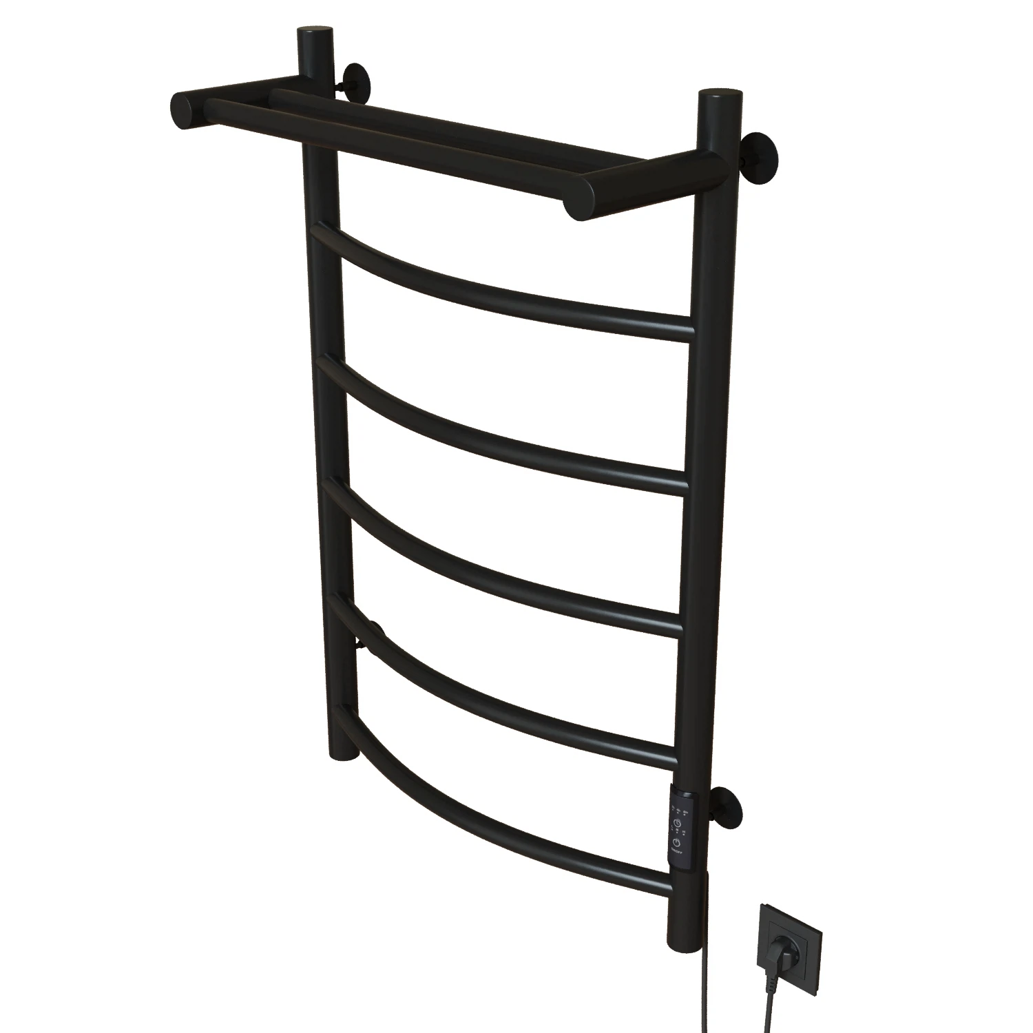 Изображение товара Полотенцесушитель Mixline Capella 80х50 черный электрический с полкой