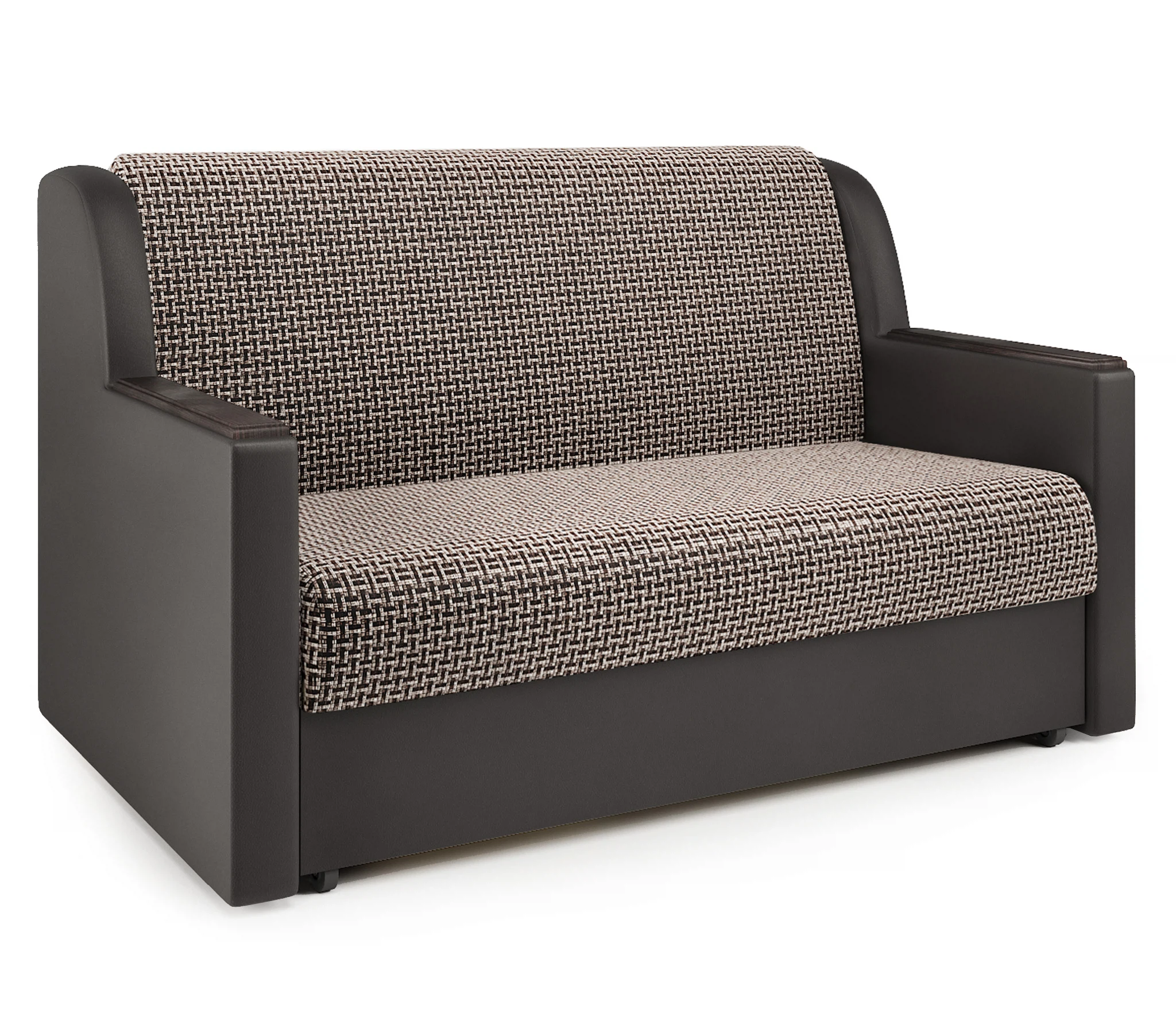 Изображение товара Диван-кровать Аккорд Д 100 Корфу коричневый и экокожа шоколад