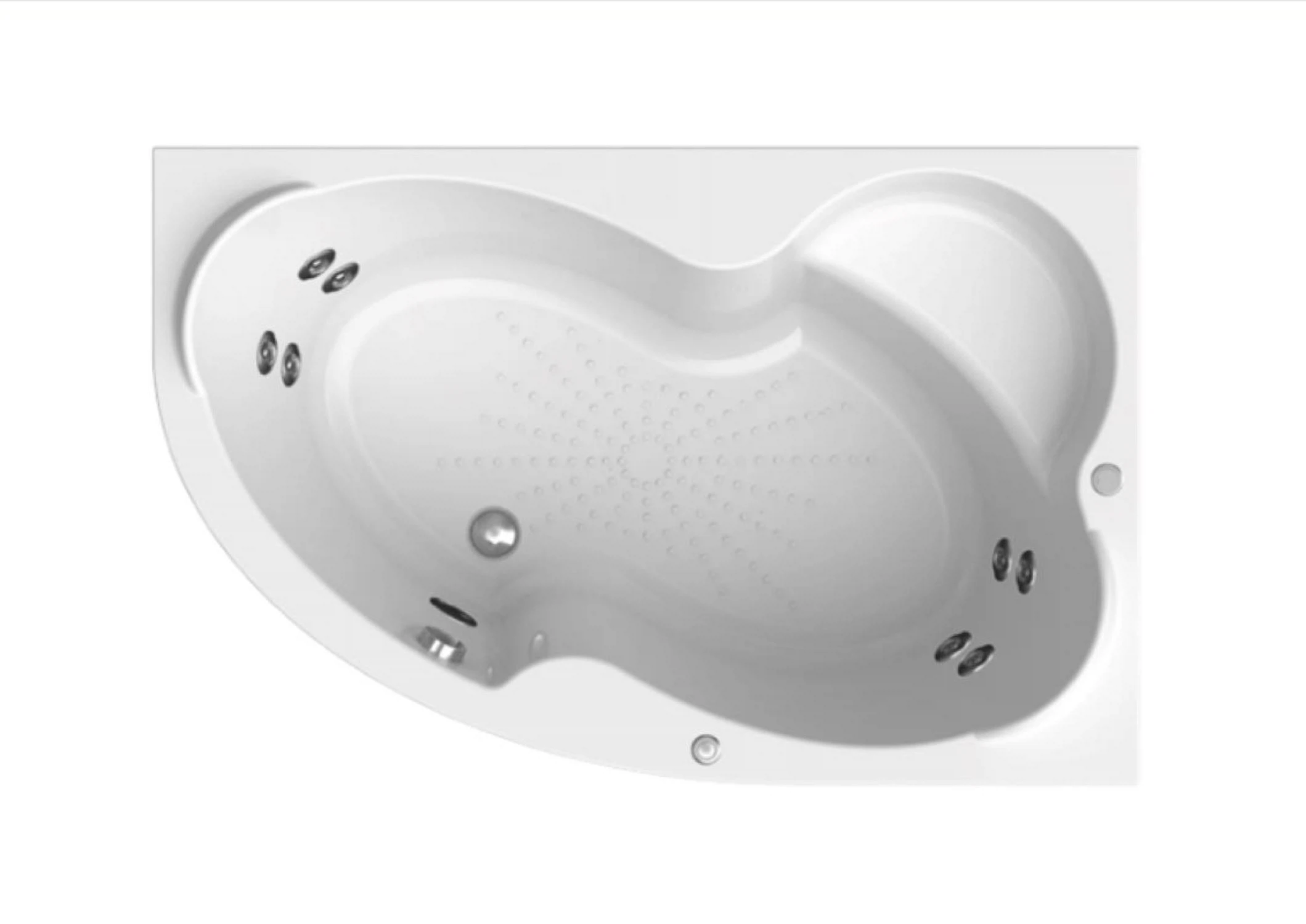 Изображение товара Акриловая угловая ванна Radomir Ирма 149x96 с гидромассажем и антискользящим покрытием