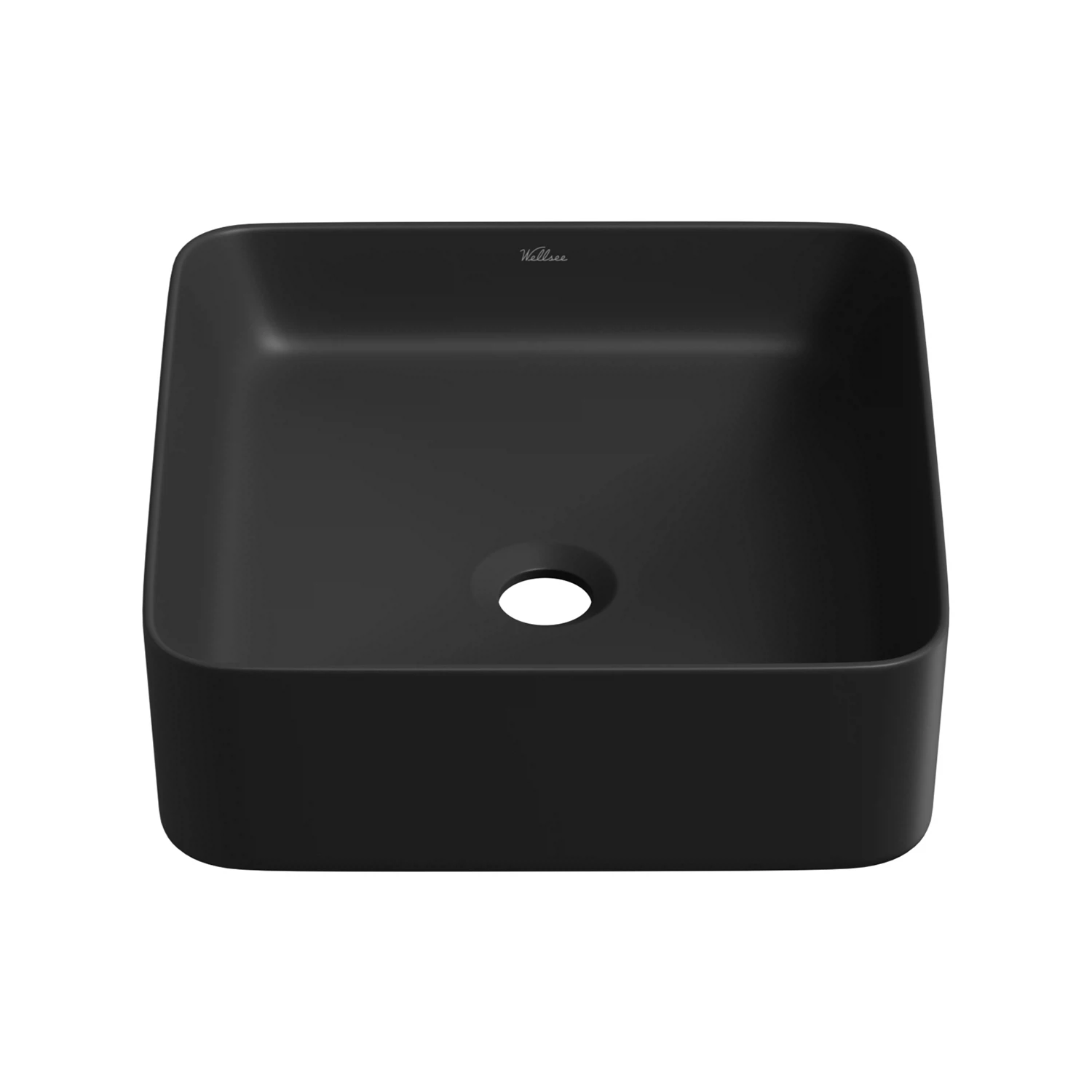 Изображение товара Накладная квадратная раковина Wellsee Mint черная матовая 38х38 см