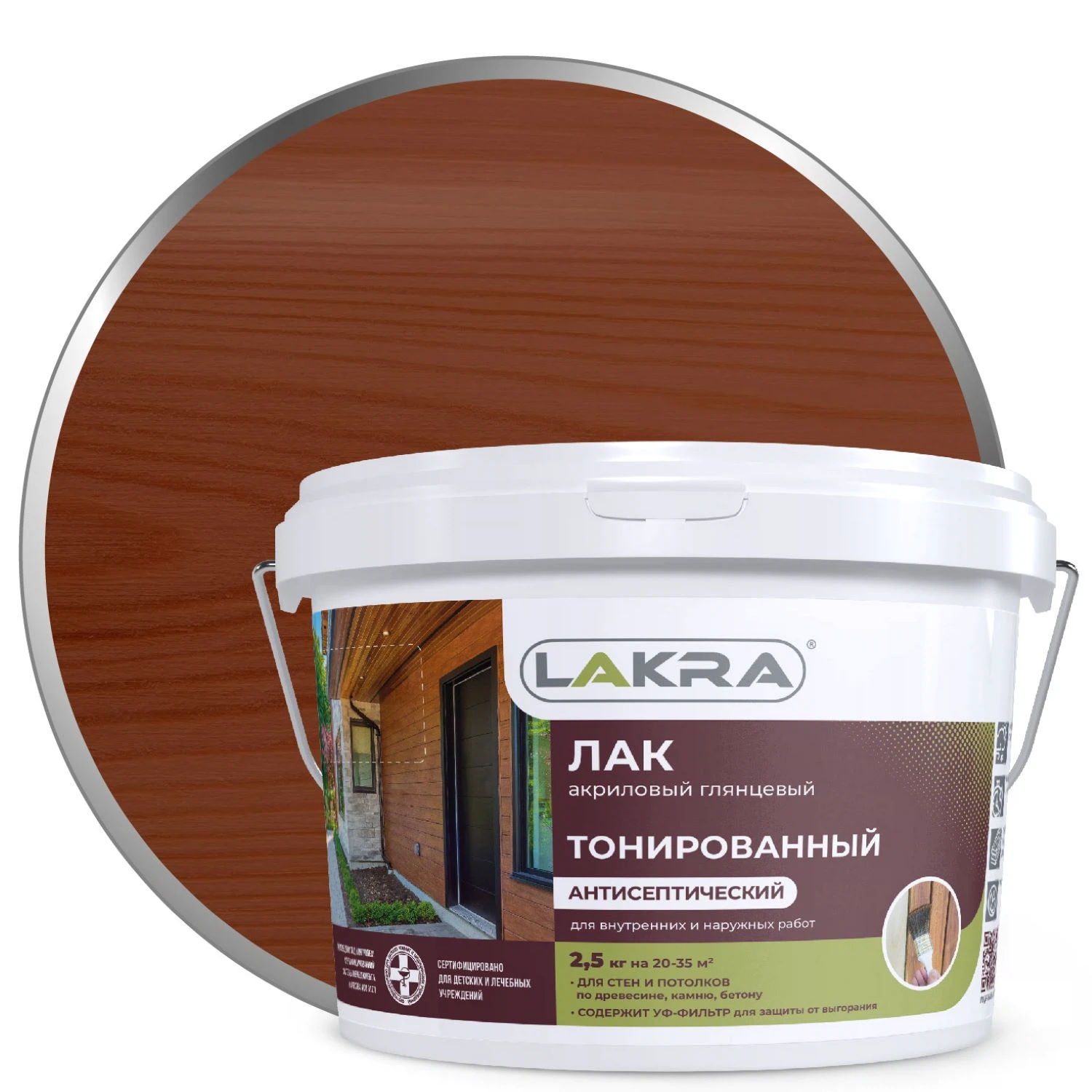 Изображение товара Лак в/д тонированный Лакра Махагон 2,5кг Л-С