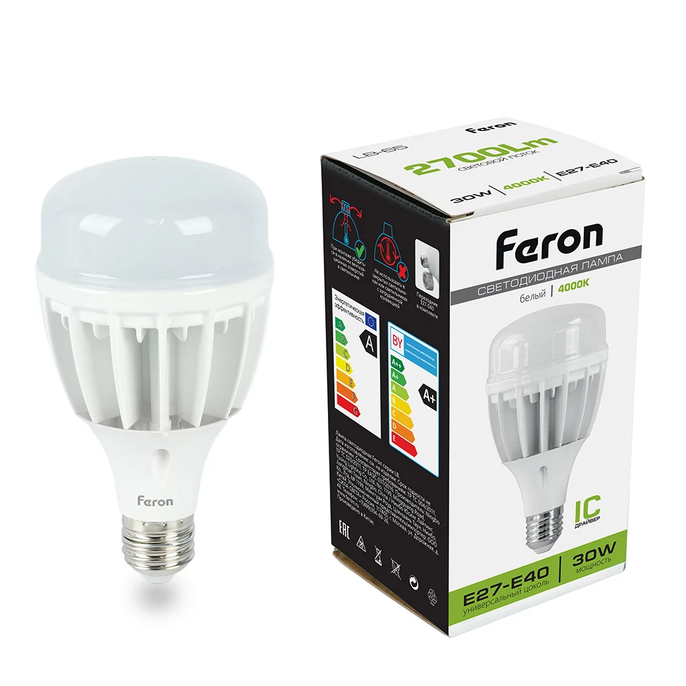 Изображение товара Лампа светодиодная Feron LB-65 E27-E40 30W 175-265V 4000K Изображение товара Лампа светодиодная Feron LB-65 E27-E40 30W 175-265V 4000K