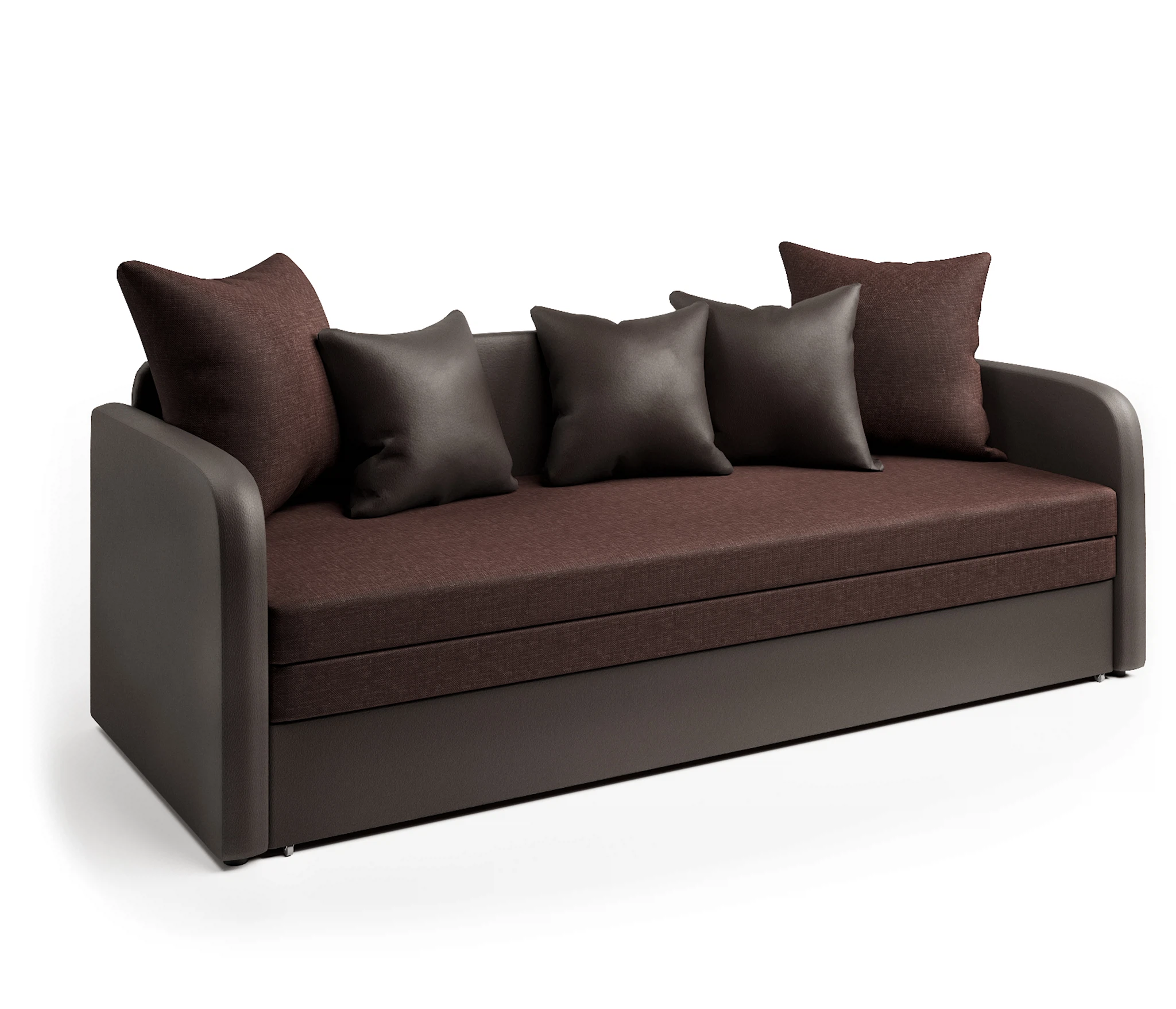 Изображение товара Софа Трио из экокожи шоколад и шоколадной рогожки