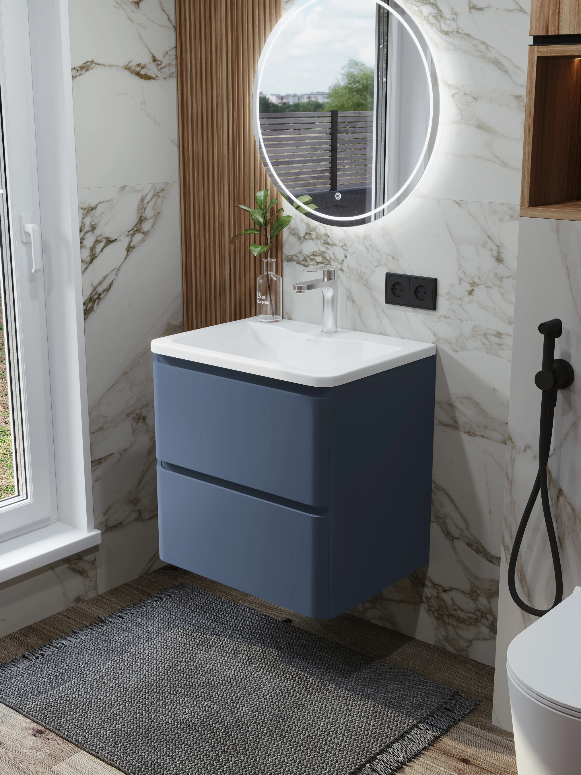 Изображение товара Тумба с раковиной подвесная Итана Roberto 60 RAL 5014