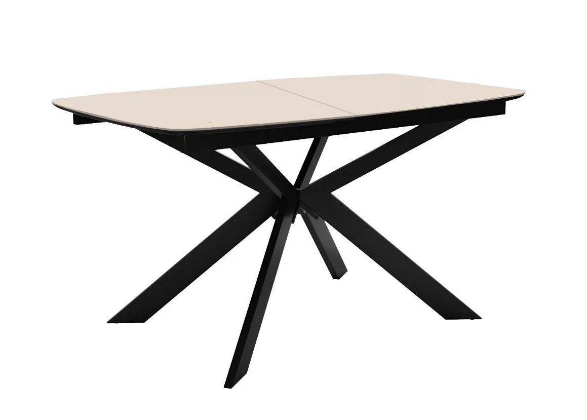 Изображение товара Стол DikLine BK140 керамика Krater Perla (бежевый матовый), подстолье черное, опоры черные
