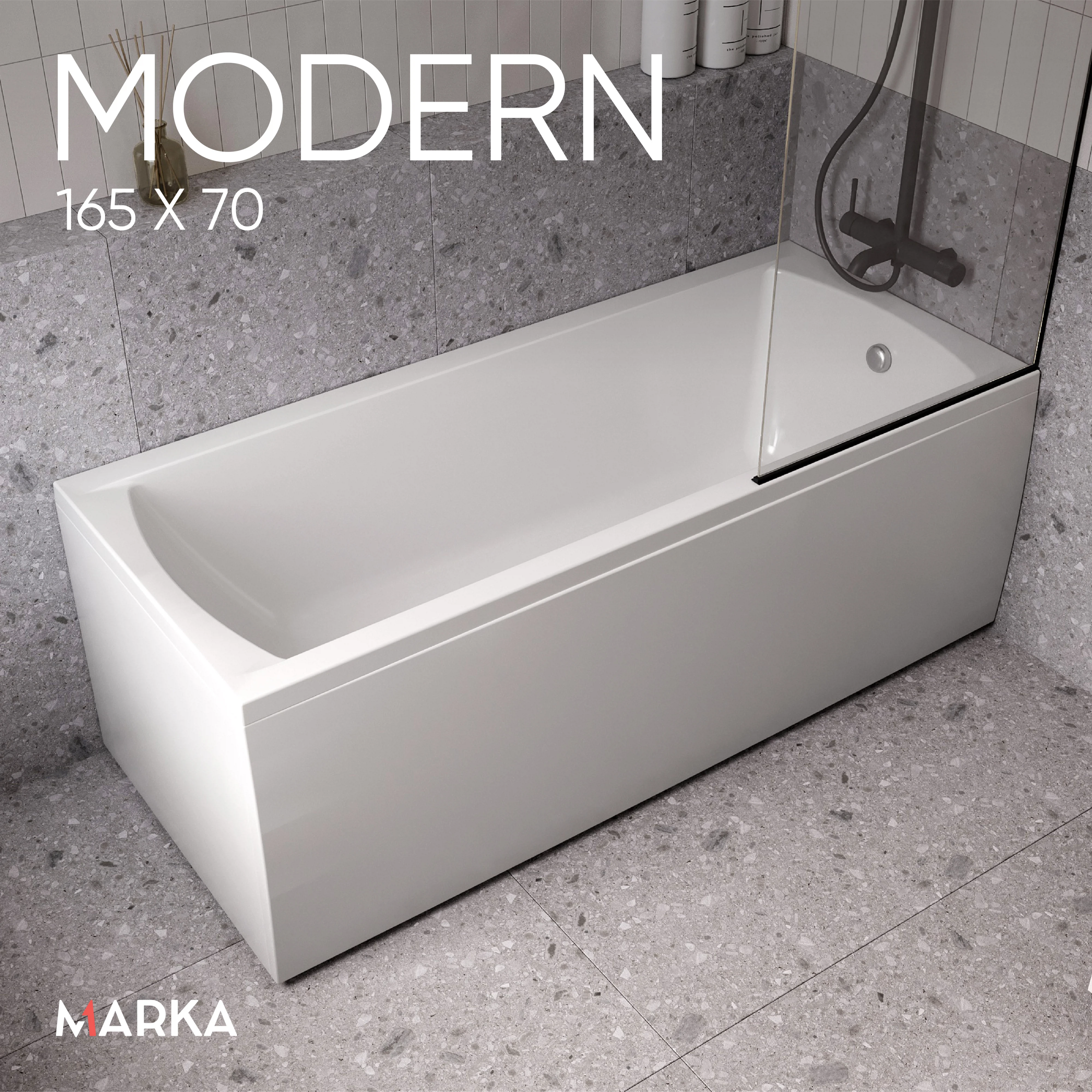 Изображение товара Акриловая ванна Marka One MODERN 165x70 прямоугольная высокая качество
