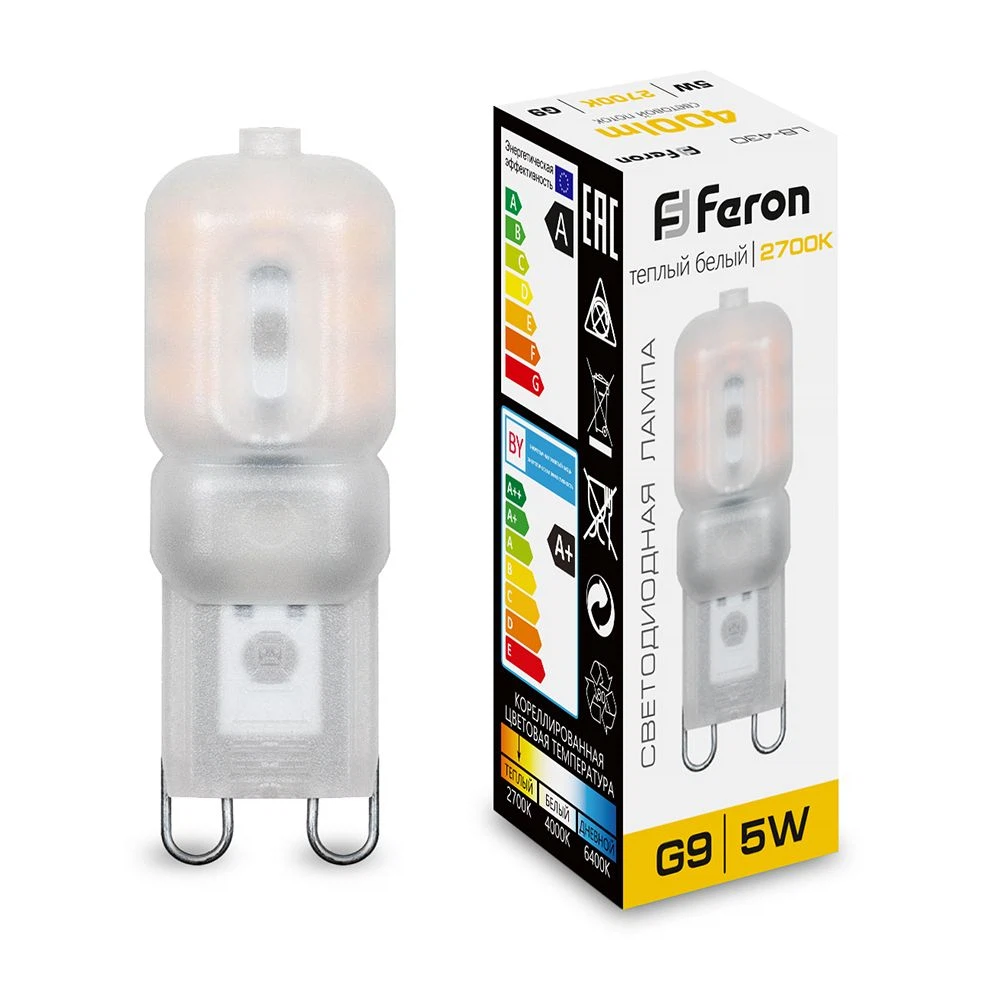 Изображение товара Светодиодная лампа Feron G9 5W тёплый свет, компактная и энергоэкономичная