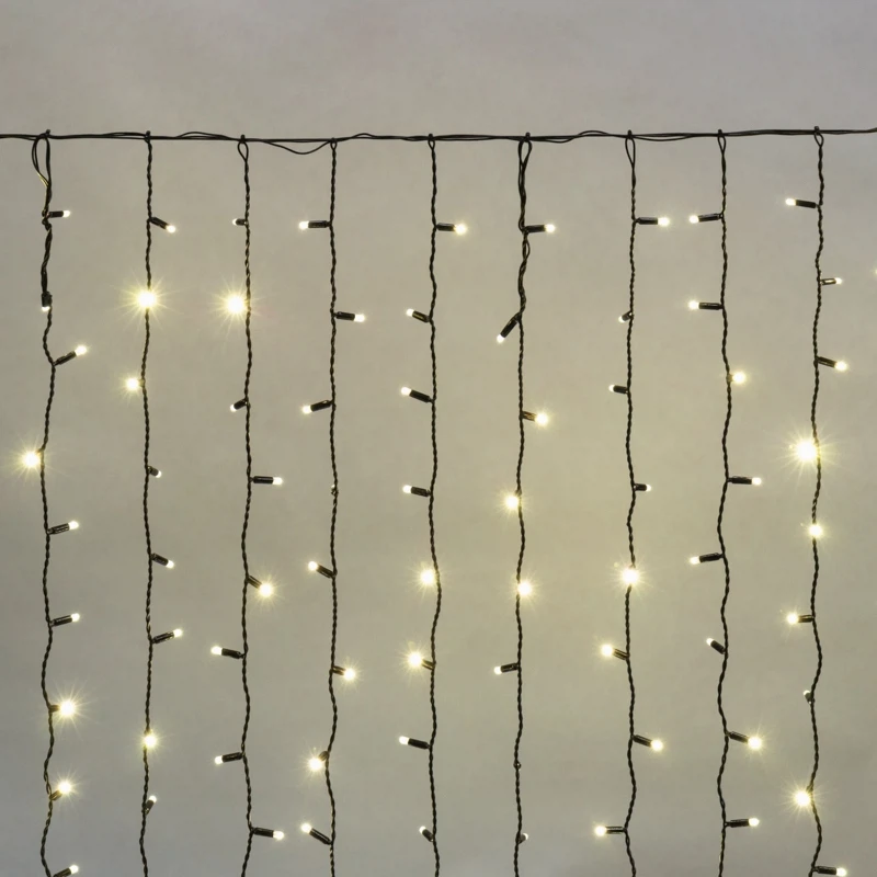 Изображение товара Гирлянда светодиодная Занавес 2х1,5м 360 LED ТЕПЛЫЙ БЕЛЫЙ черный
